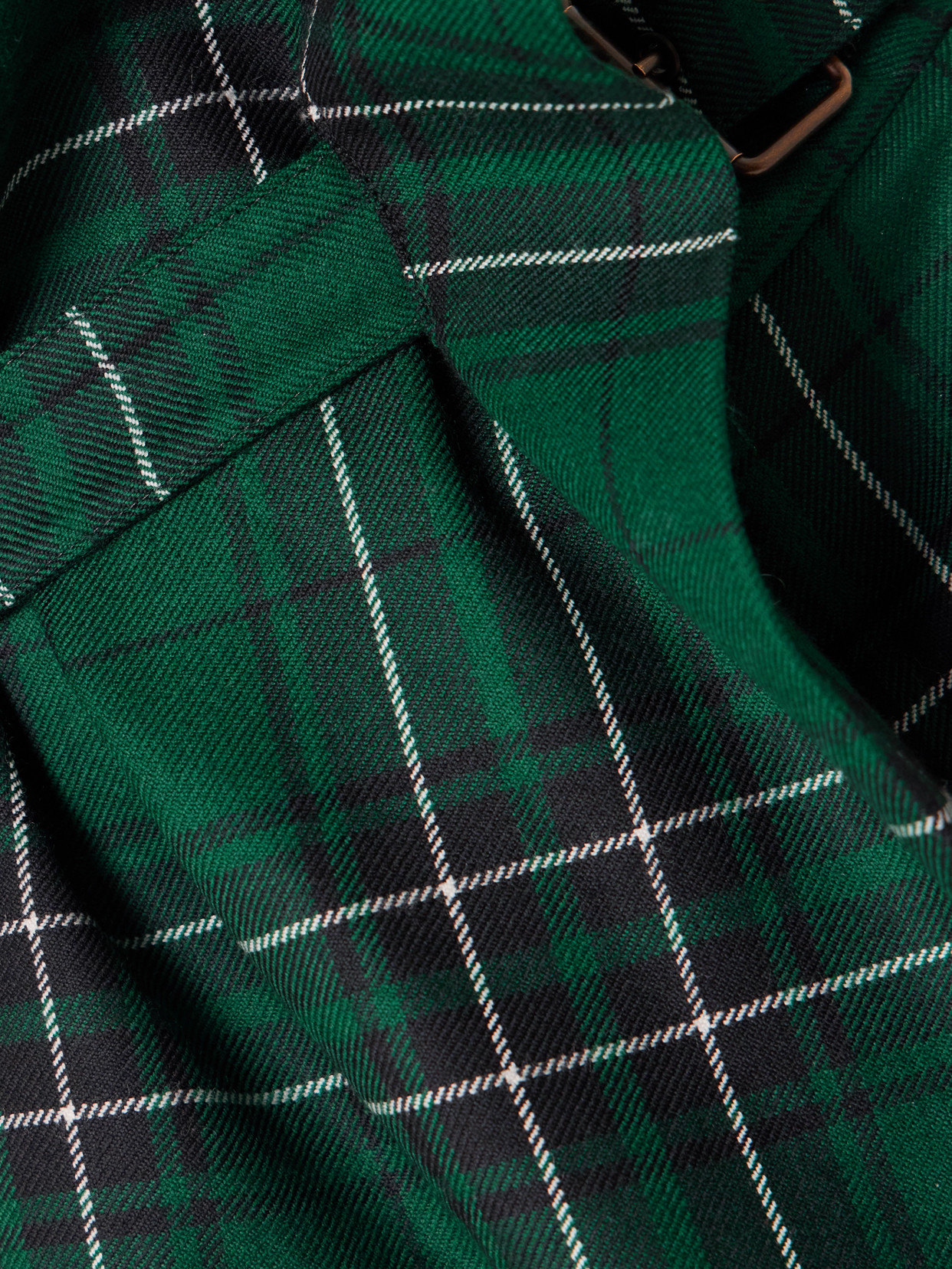 Jw Anderson Draped Layered Checked Wool-twill Wide-leg Pants In Green