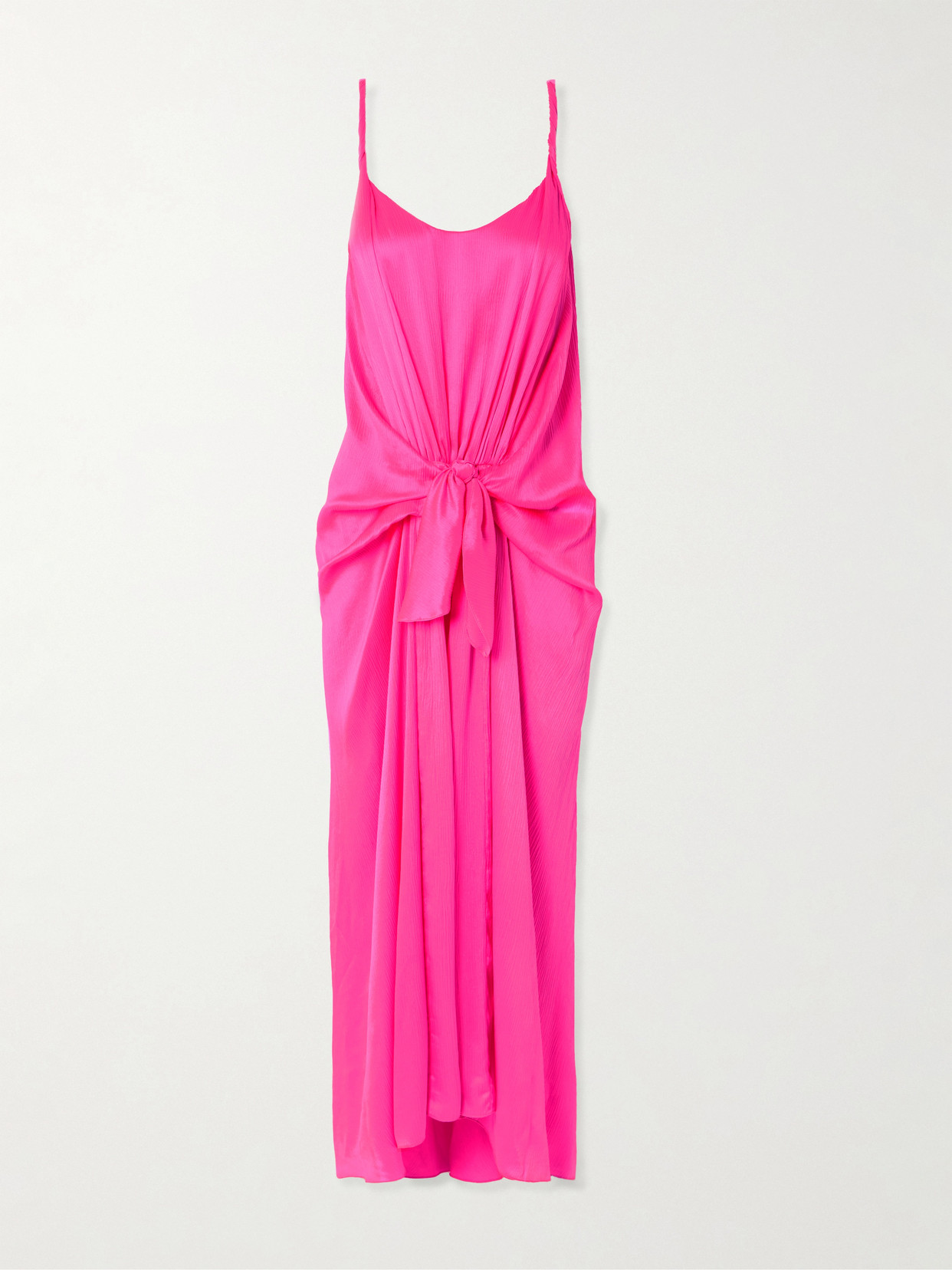 Jw Anderson Tie-detailed Crinkled-silk Maxi Dress In Pink
