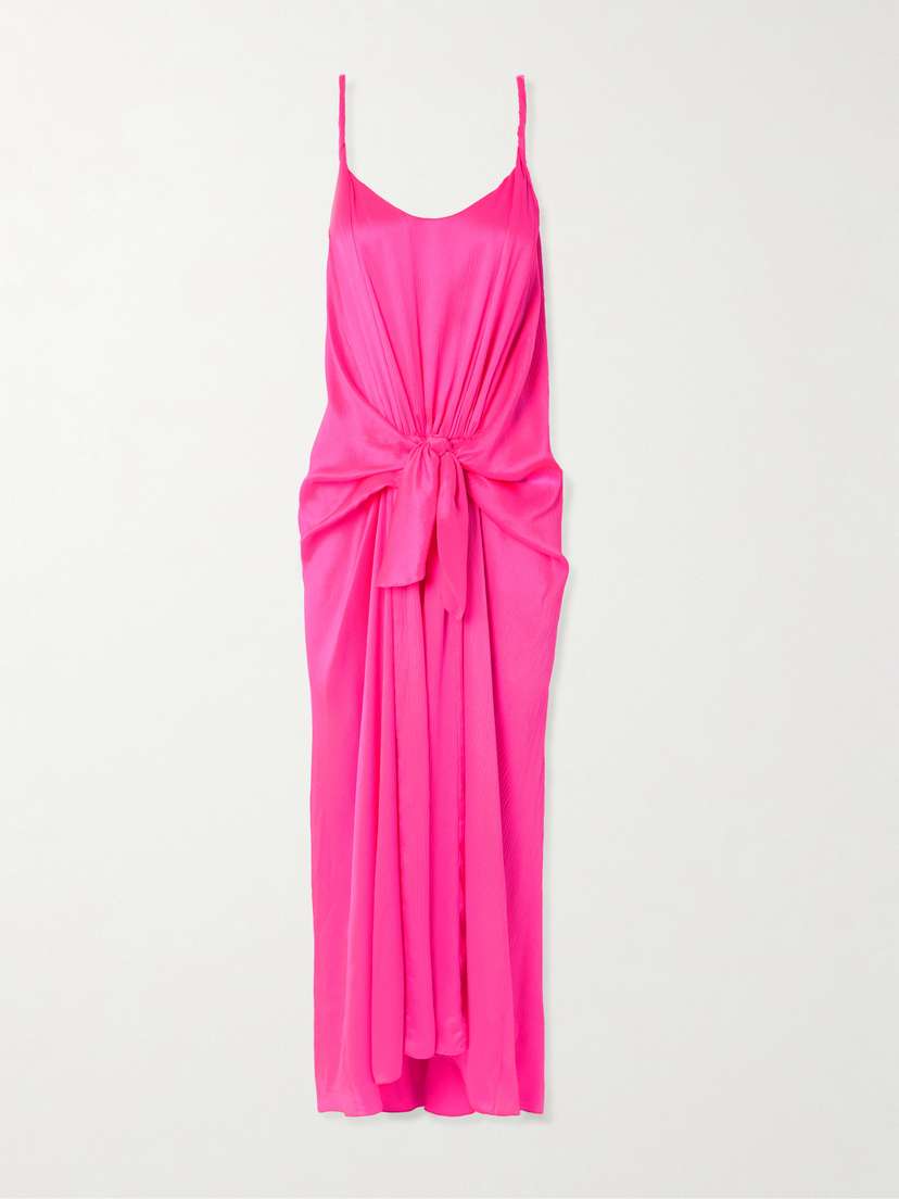 JW Anderson Tie-detailed Crinkled-silk Maxi Dress