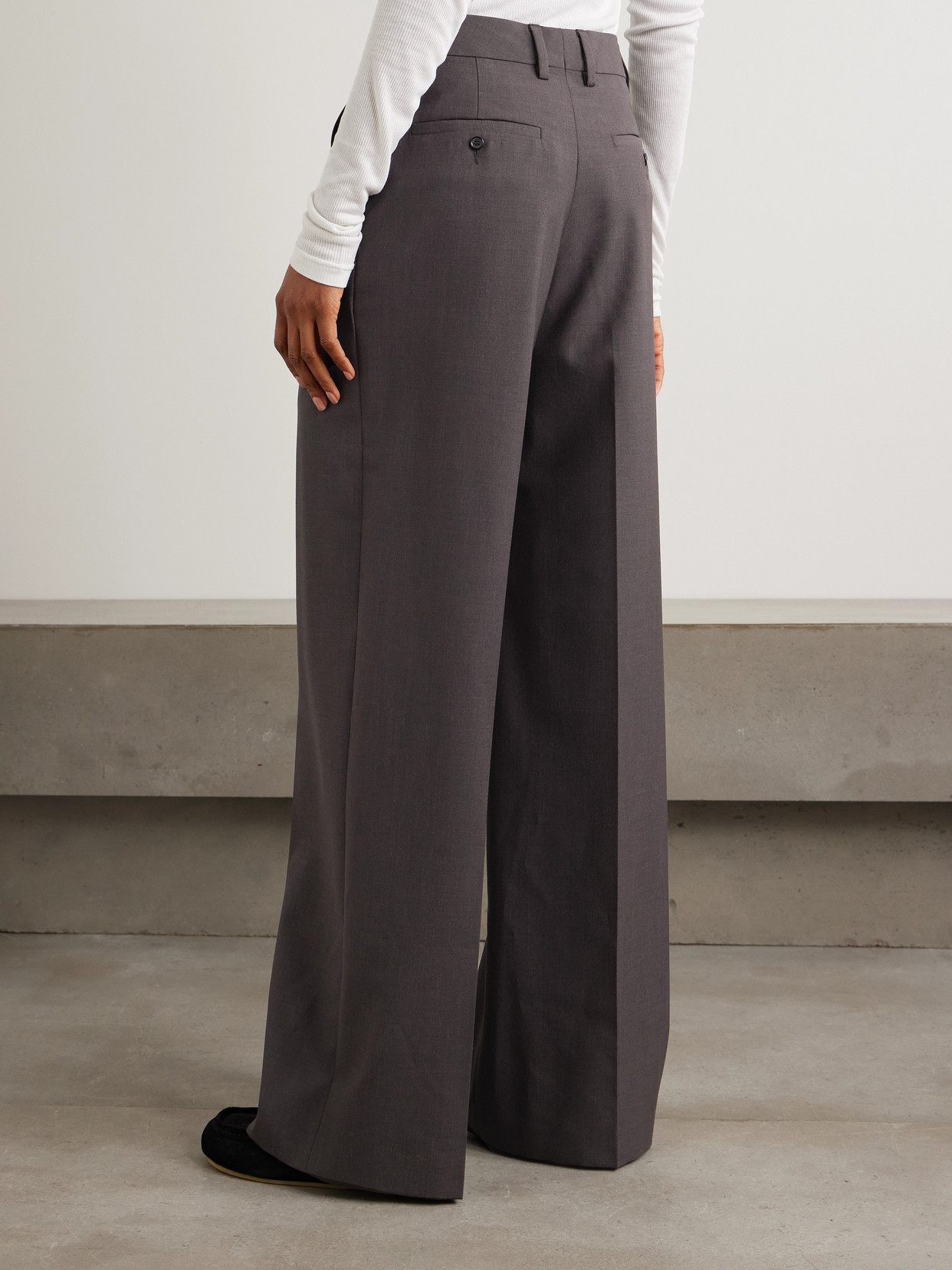 Jw Anderson Grain De Poudre Wool Wide-leg Pants In Gray