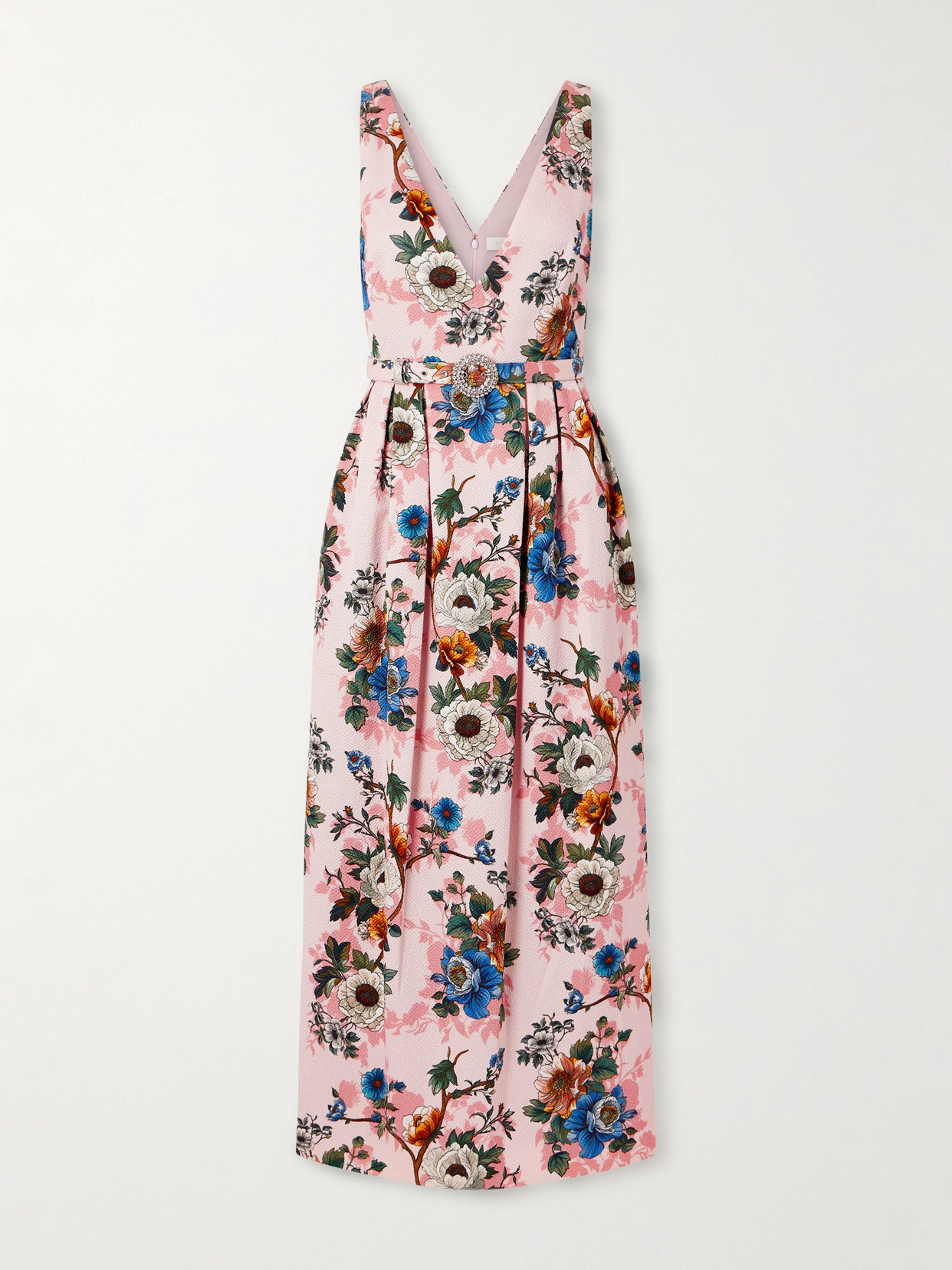 Borgo De Nor Jules Floral-print Cotton-blend Cloqué Midi Dress In Pink
