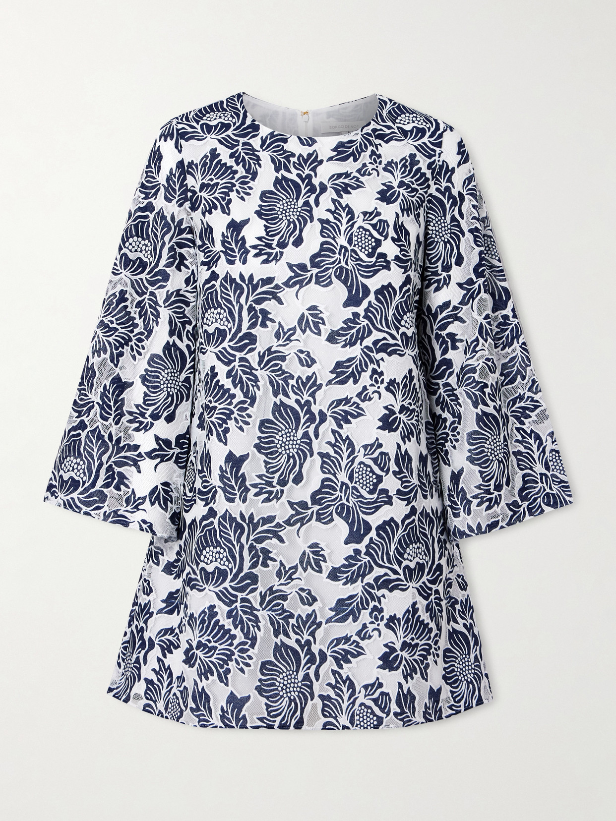 Borgo De Nor Stevie Cotton-blend Corded Lace Mini Dress In Blue