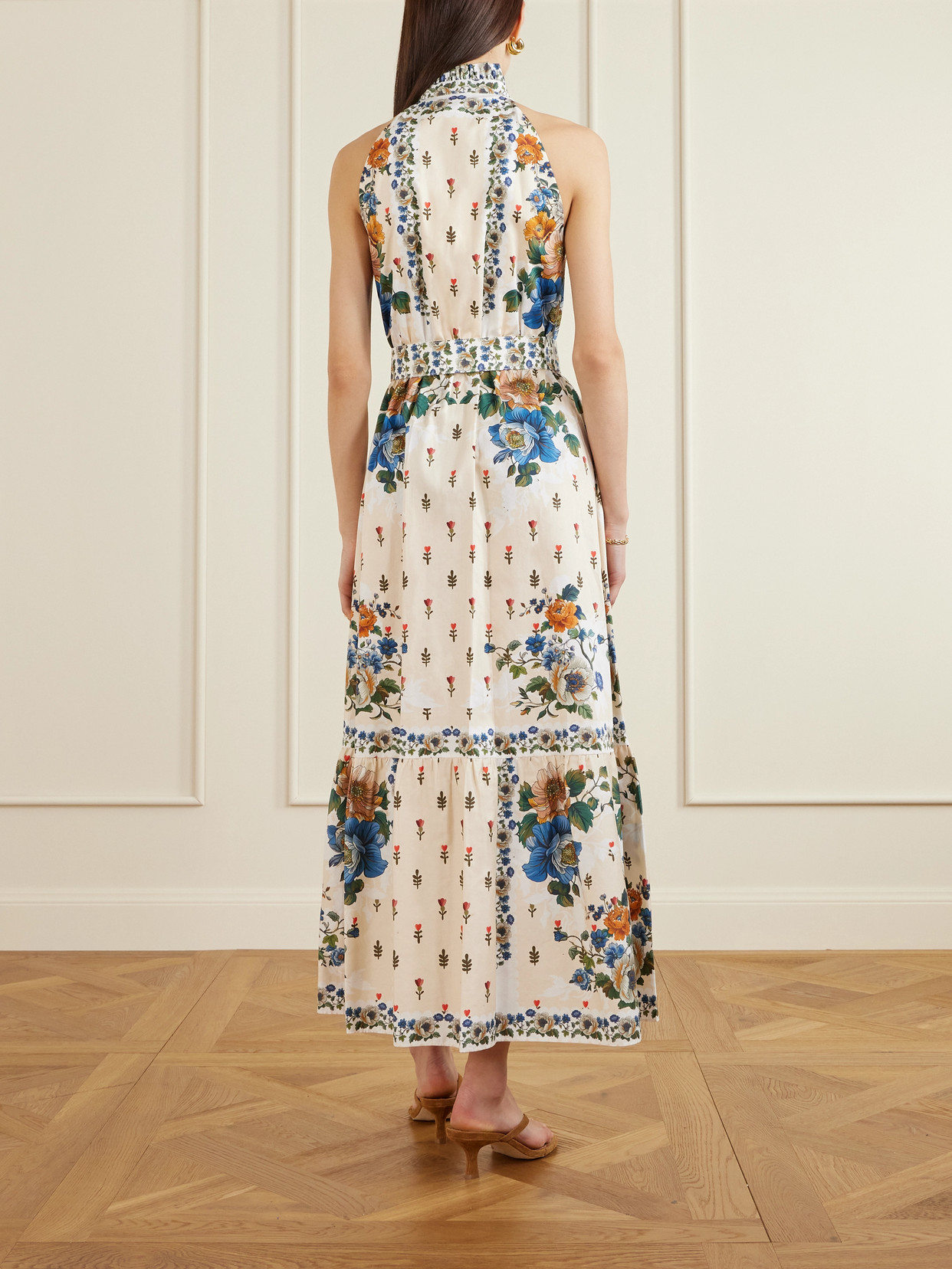 Borgo De Nor Biba Tiered Floral-print Cotton-poplin Maxi Dress In Multi