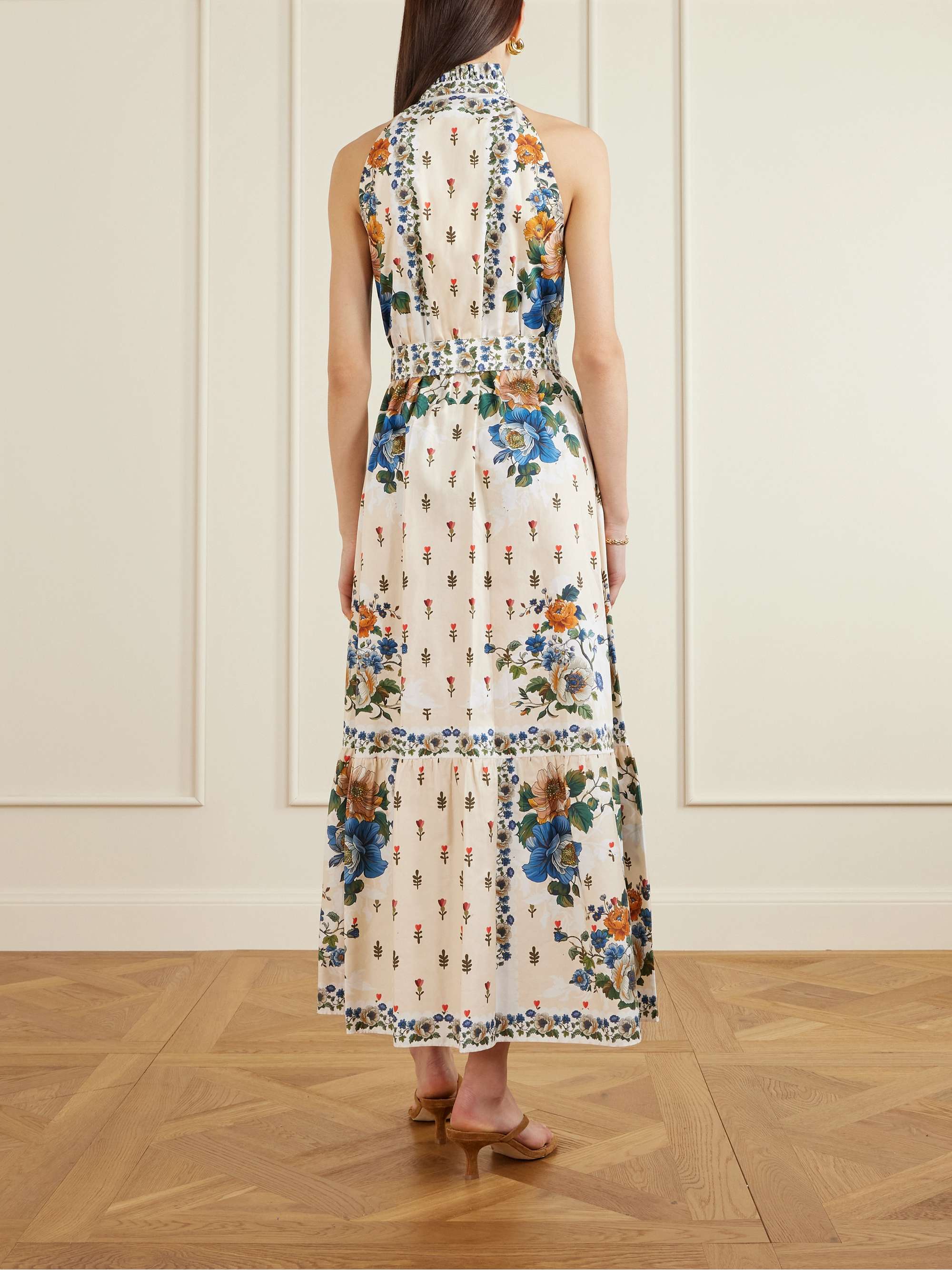 BORGO DE NOR فستان طويل Biba بطبقات متدرجة من قطن البوبلين بطبعات