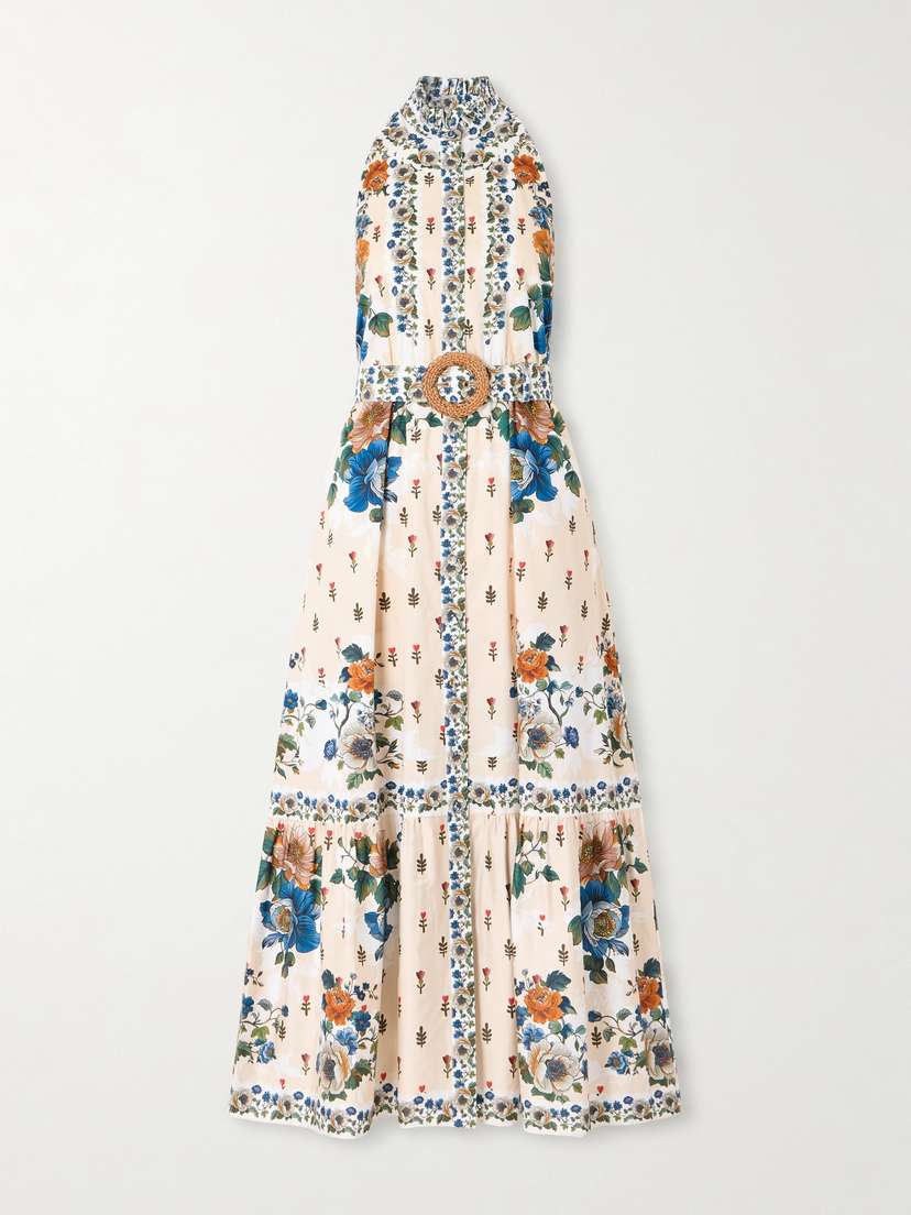 Borgo de Nor Biba Tiered Floral-print Cotton-poplin Maxi Dress