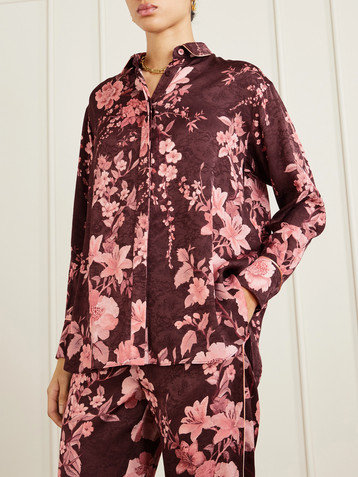 Borgo de Nor Nova floral-print satin-jacquard shirt