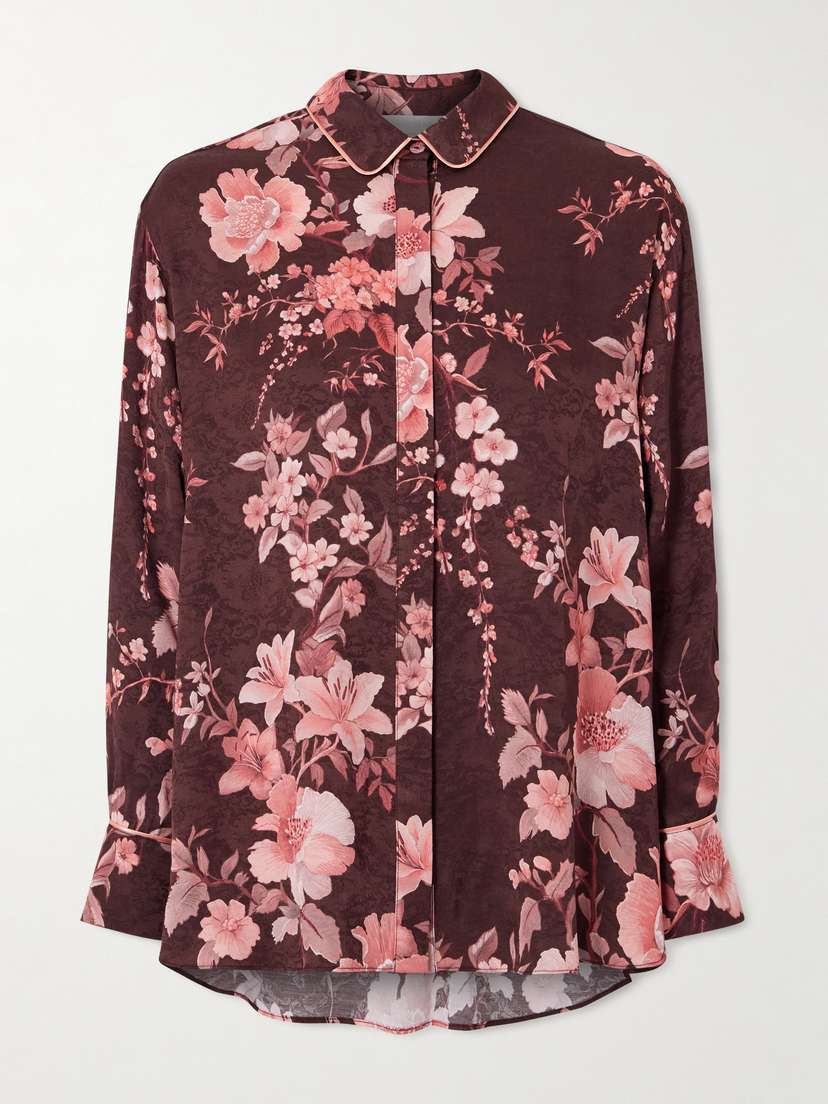 Borgo de Nor Nova Floral-print Satin-jacquard Shirt