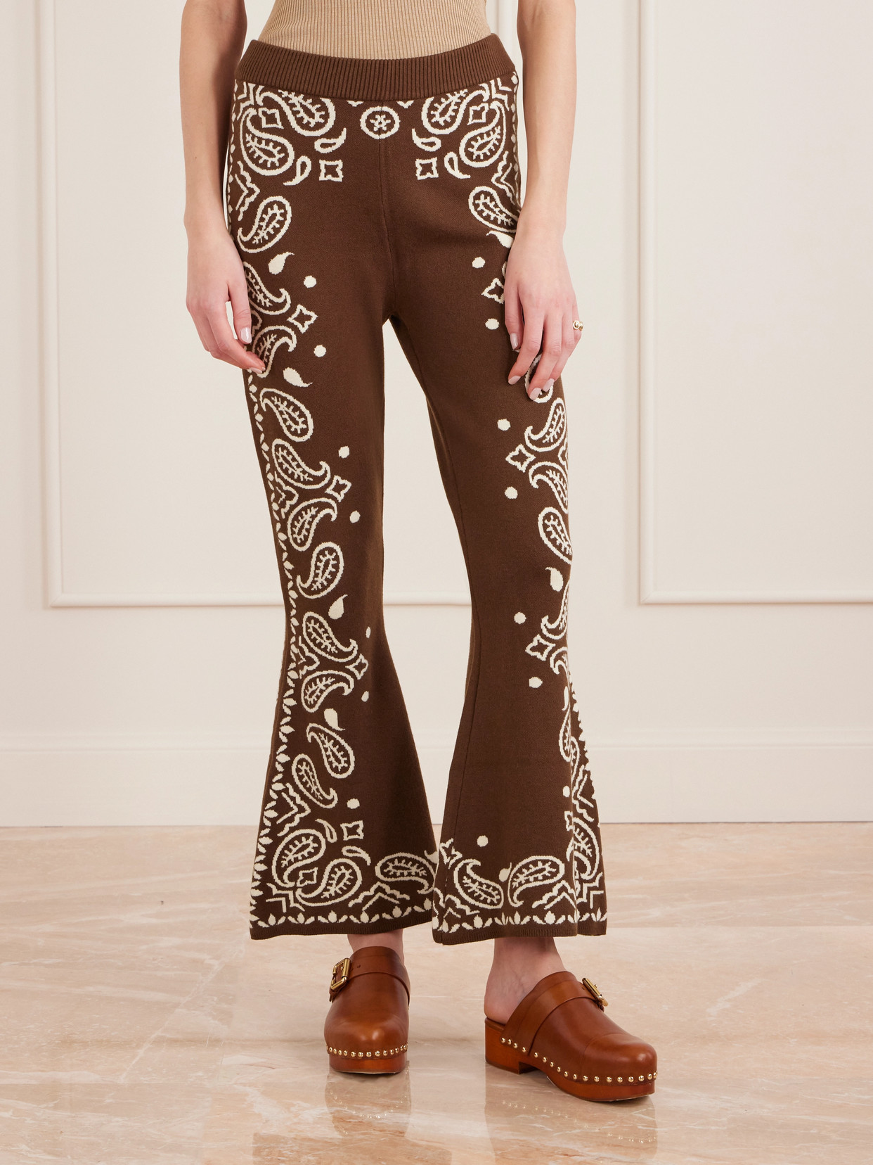 Farm Rio Jacquard-knit Flared Pants In Multi