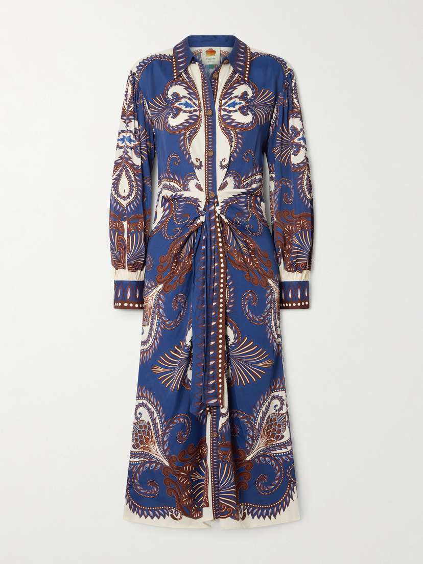 Farm Rio Arabesque Belted Printed Lenzing™ Ecovero™ Midi Shirt Dress