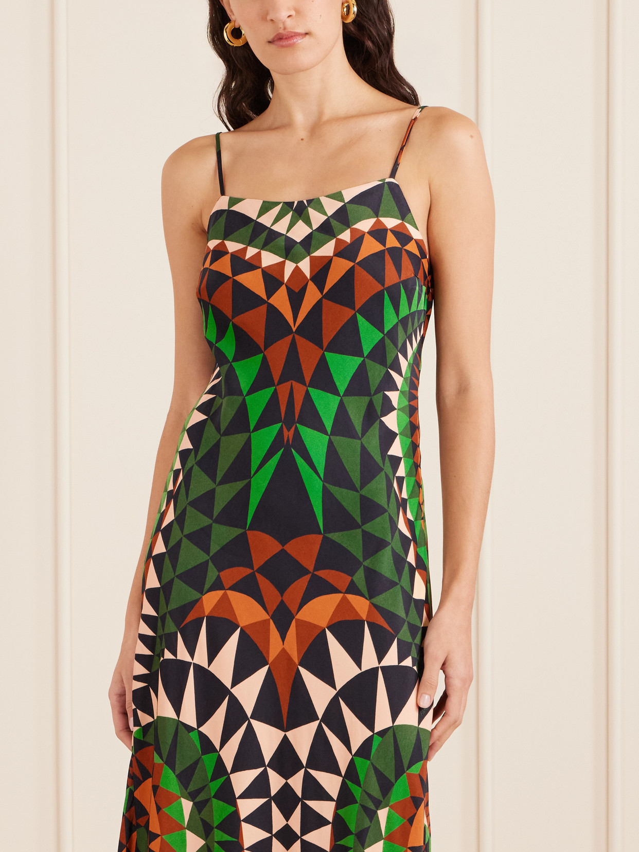 Farm Rio Heart Deco Satin Maxi Dress In Multi