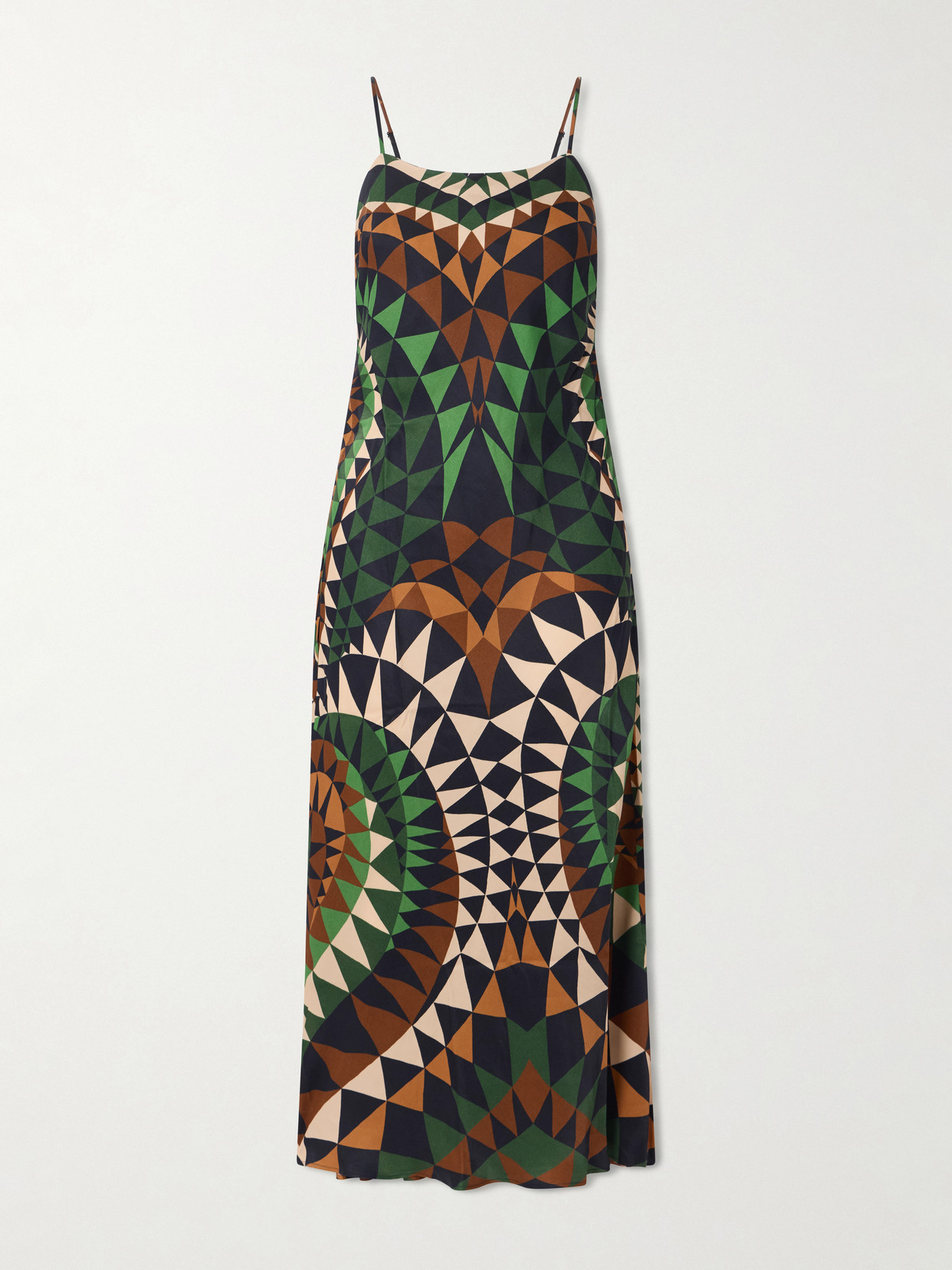 Farm Rio Heart Deco Satin Maxi Dress In Multi