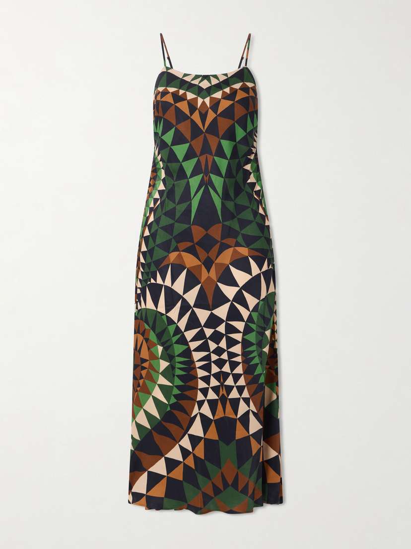 Farm Rio Heart Deco Satin Maxi Dress