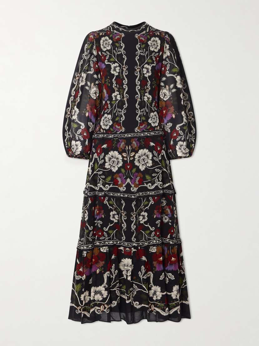 Farm Rio Floral-print Chiffon Maxi Dress