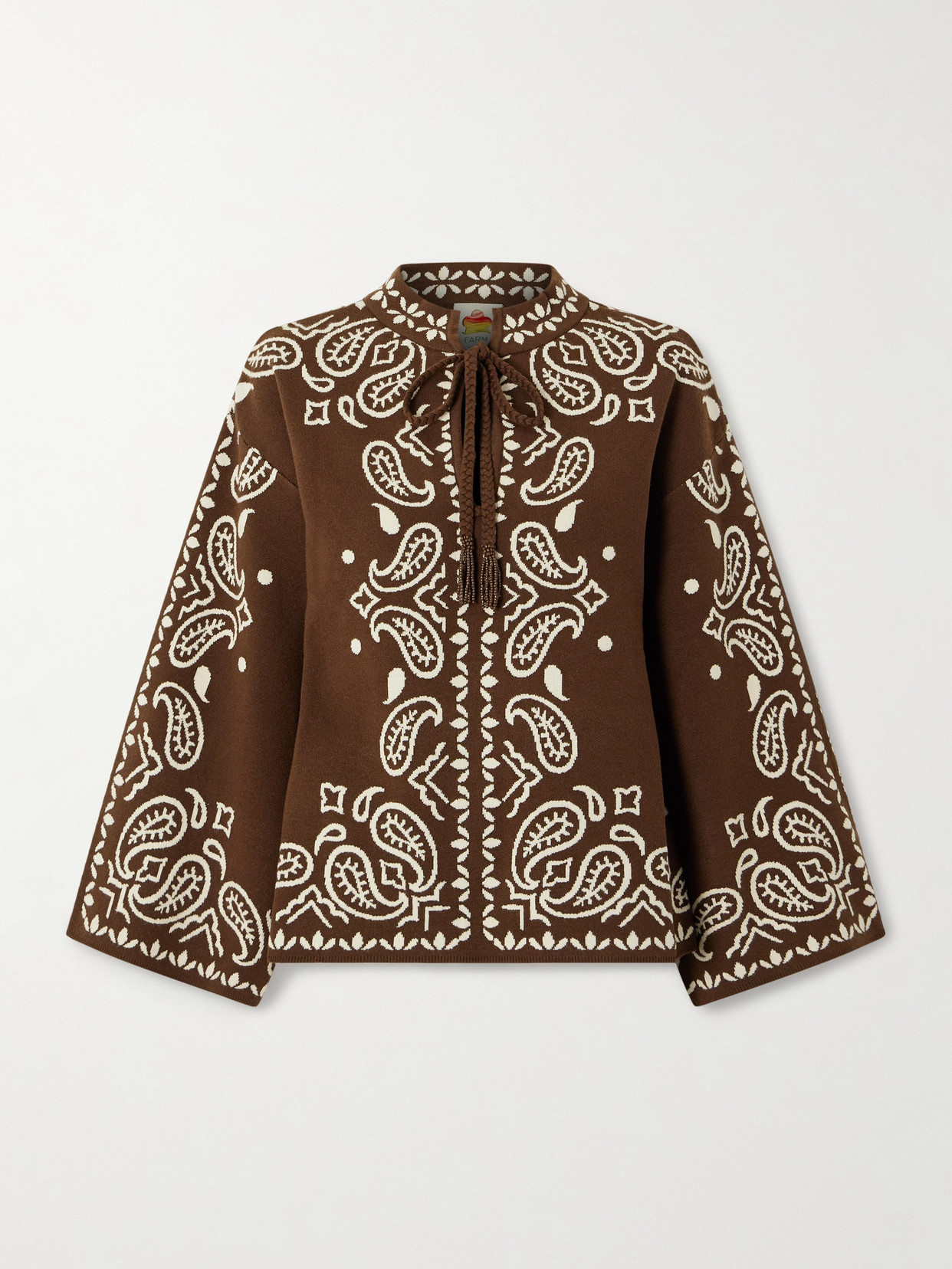 Farm Rio Jacquard-knit Sweater In Brown