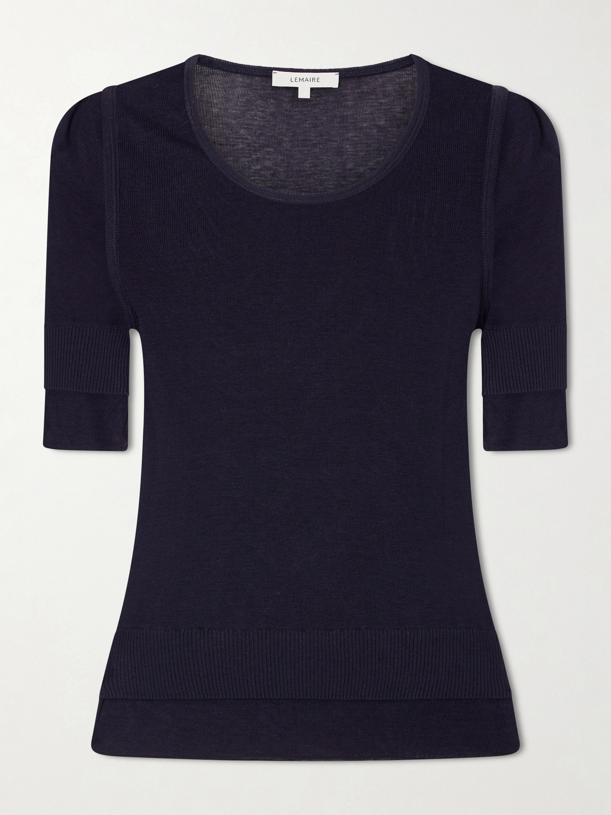 Lemaire Trompe L'oeil Knitted T-shirt In Blue