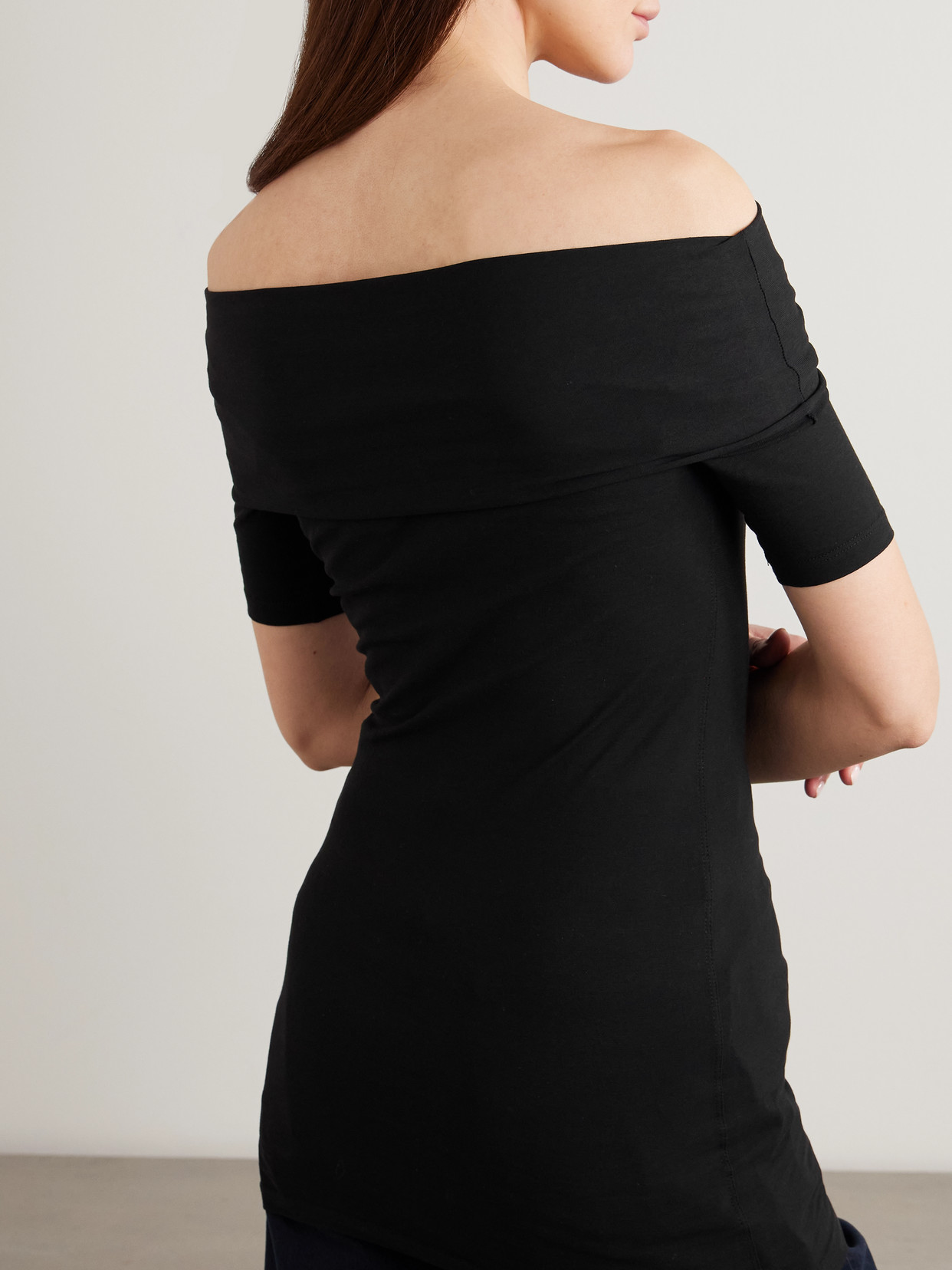 Off-The-Shoulder Stretch Organic Cotton-Jersey Top