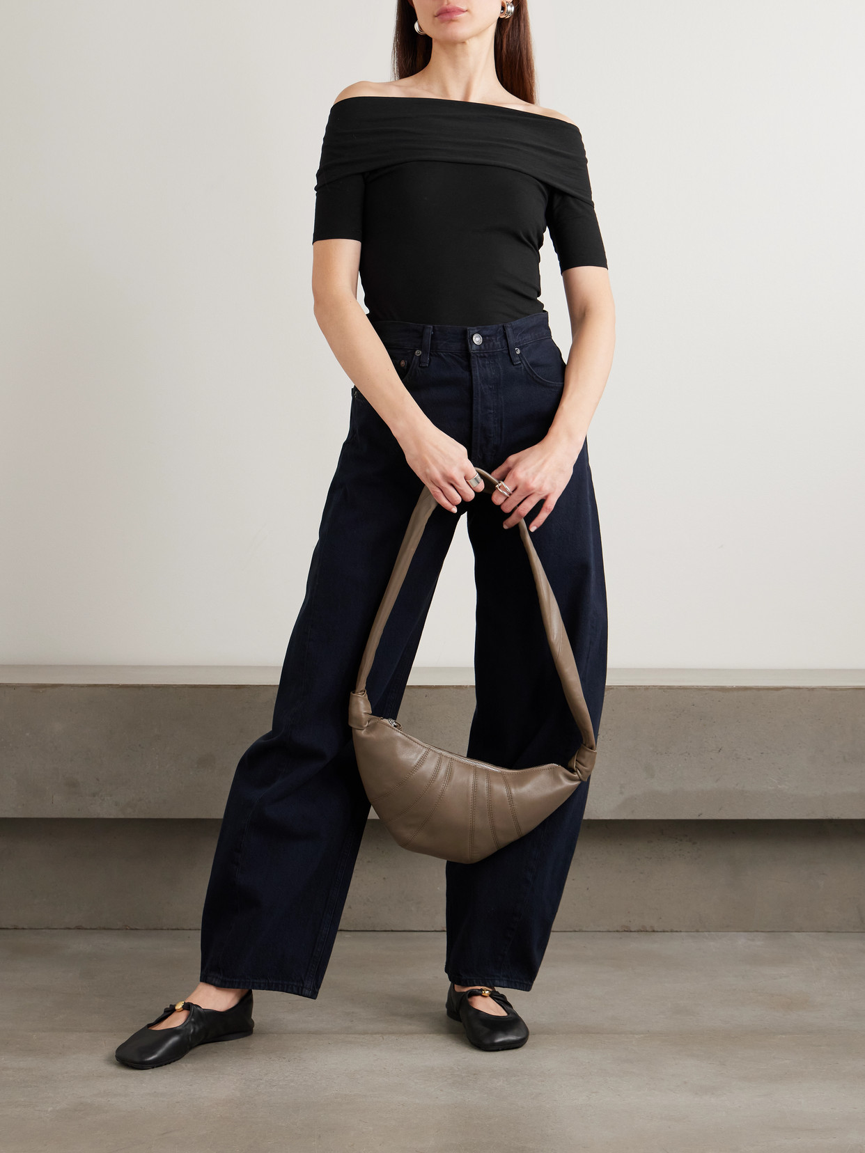 Off-The-Shoulder Stretch Organic Cotton-Jersey Top