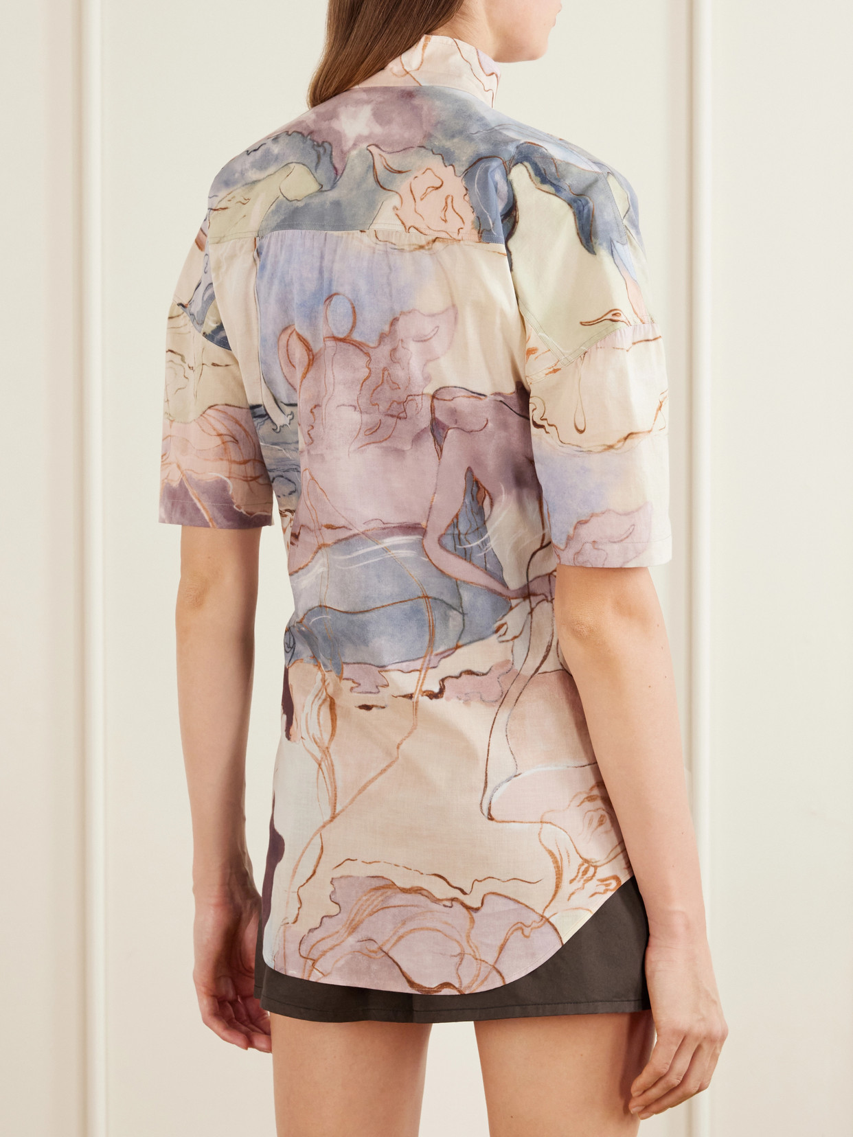 Scarf-Detailed Cotton Blouse