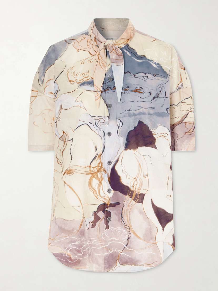 Lemaire Scarf-detailed Cotton Printed Blouse