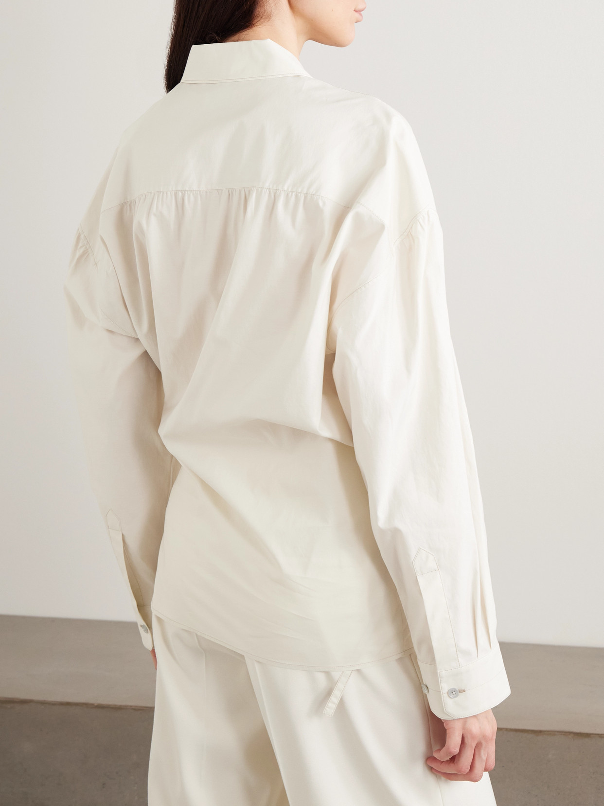 Twisted Cotton And Silk-Blend Poplin Wrap Shirt