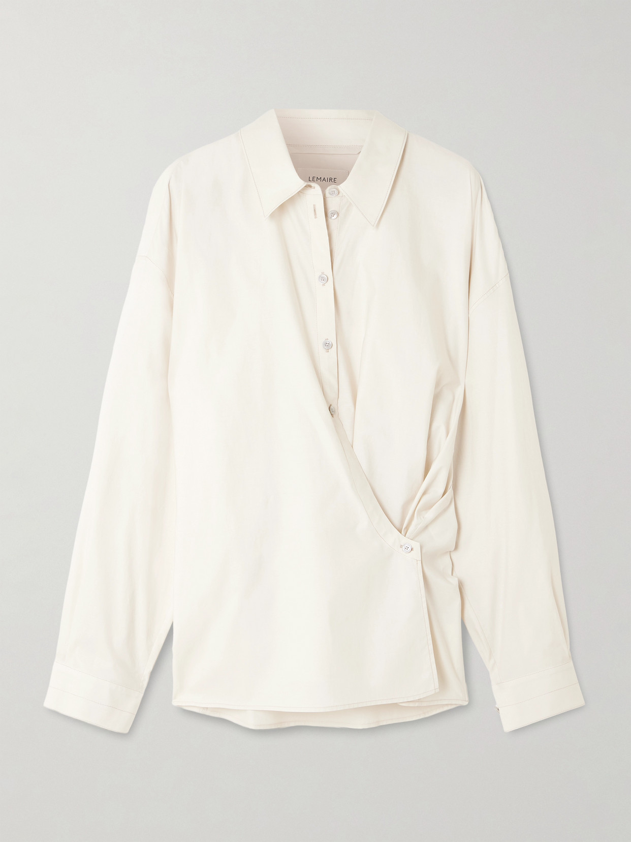 Lemaire Twisted Cotton And Silk-blend Poplin Wrap Shirt In White
