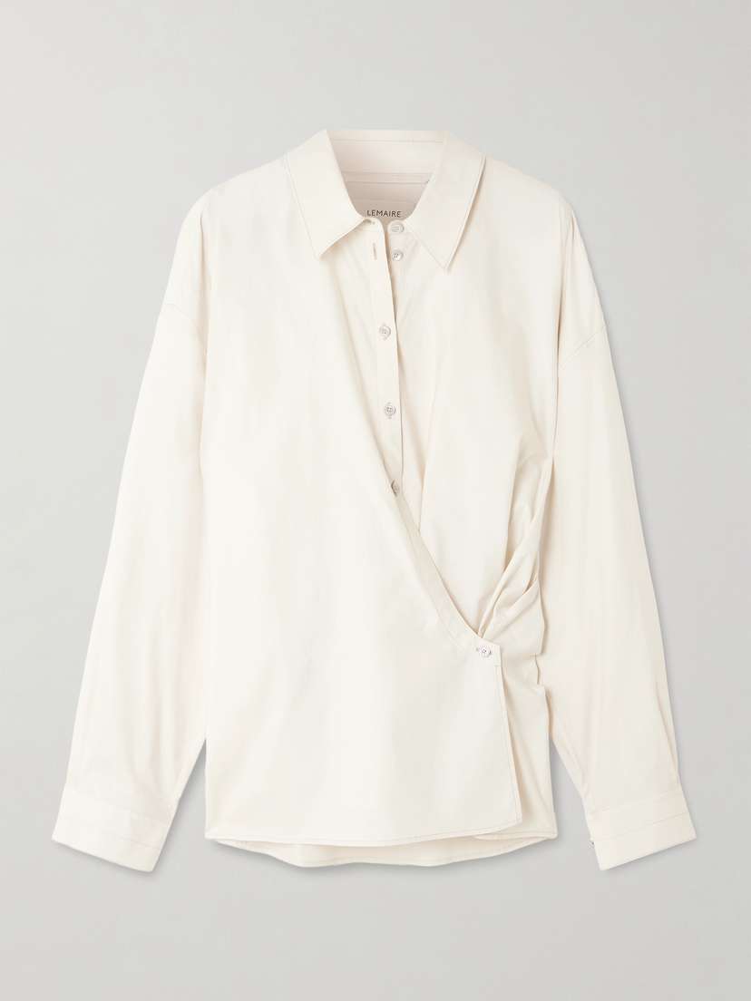 Lemaire Twisted Cotton And Silk-blend Poplin Wrap Shirt