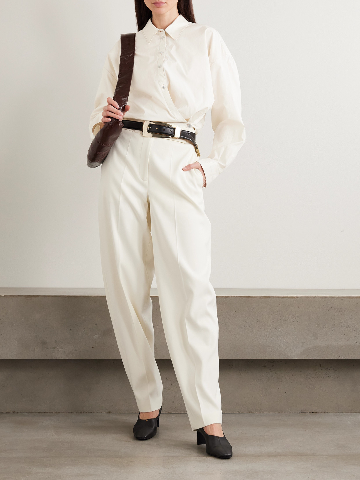 Twisted Cotton And Silk-Blend Poplin Wrap Shirt