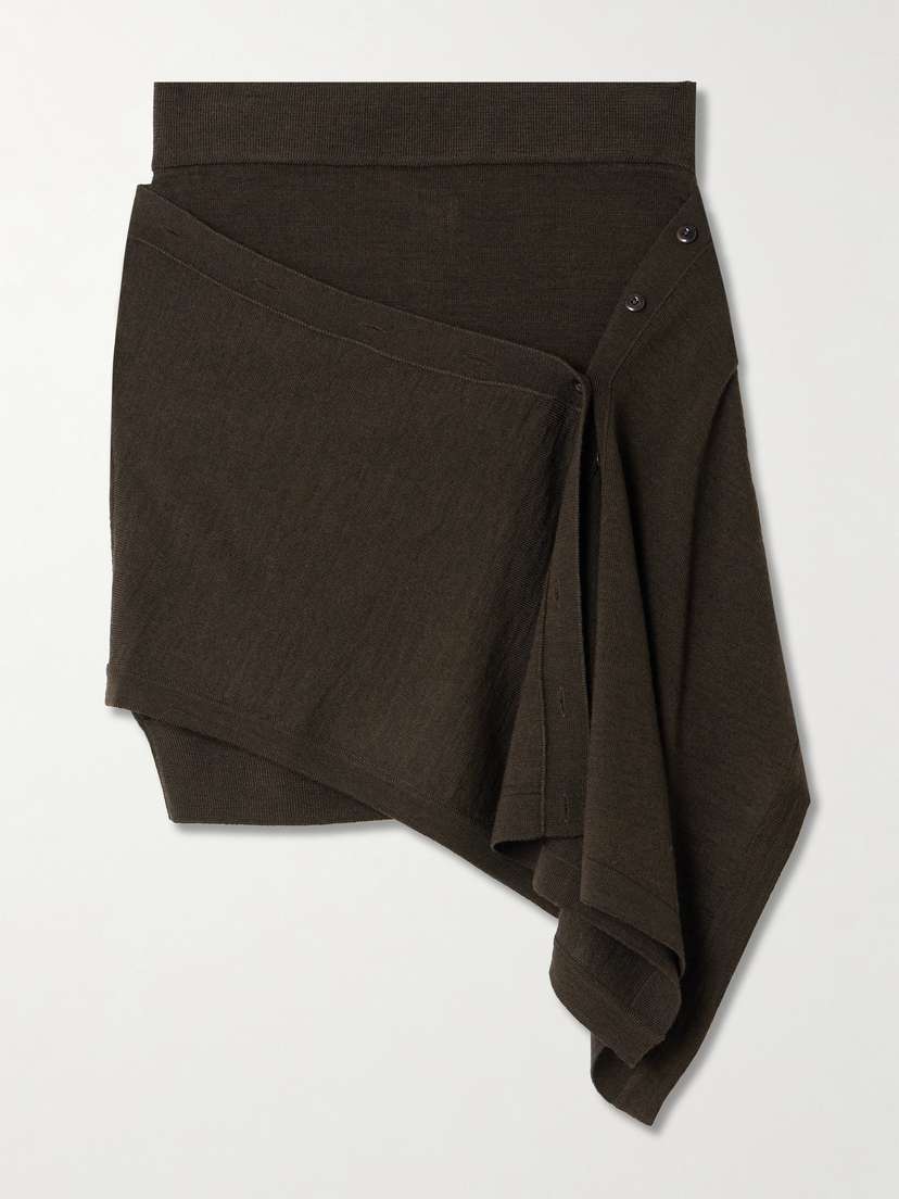 Lemaire Asymmetric Draped Wool-blend Skirt