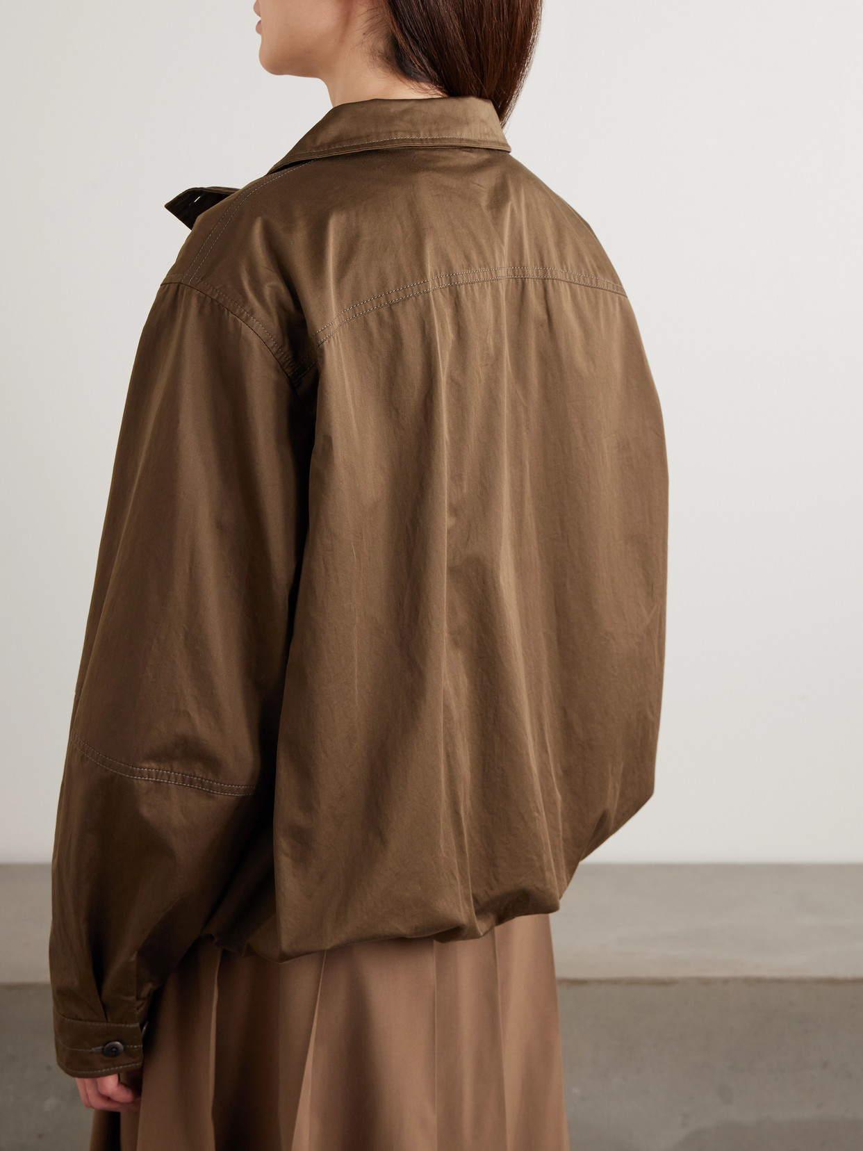 Pleated Cotton-Twill Jacket