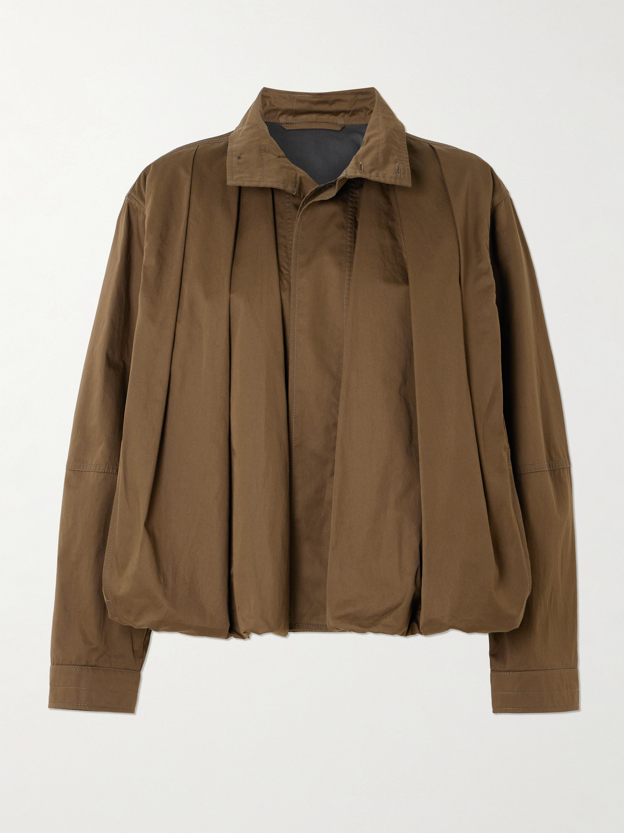 Lemaire Pleated Cotton-twill Jacket In Brown