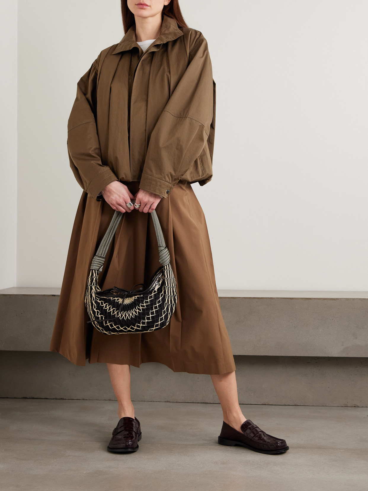 Pleated Cotton-Twill Jacket