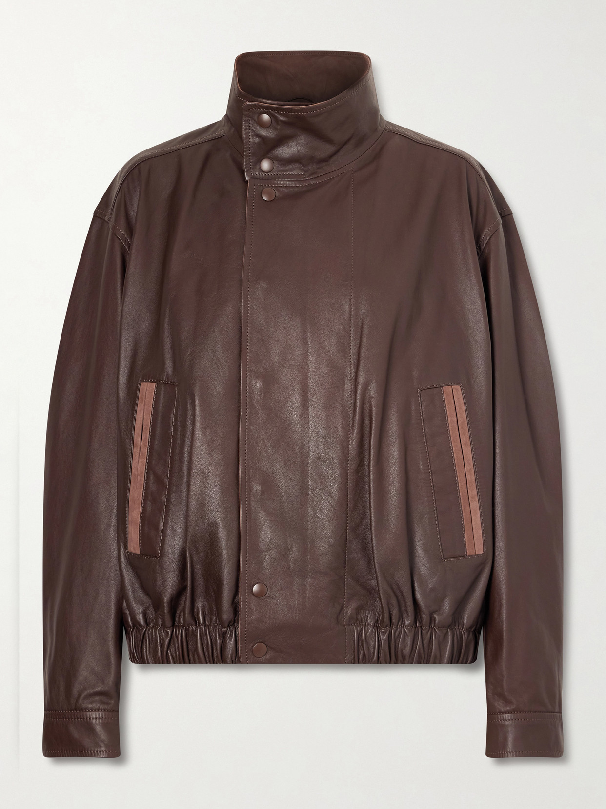 LEMAIRE - Suede-trimmed Leather Jacket - Brown