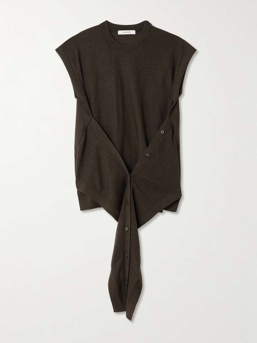 Lemaire Asymmetric Draped Wool-blend Top