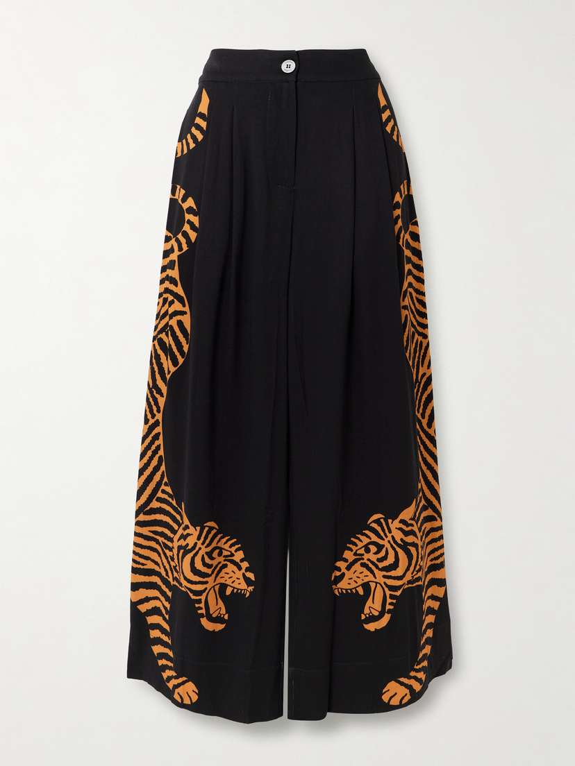 Farm Rio Printed Twill Wide-leg Pants