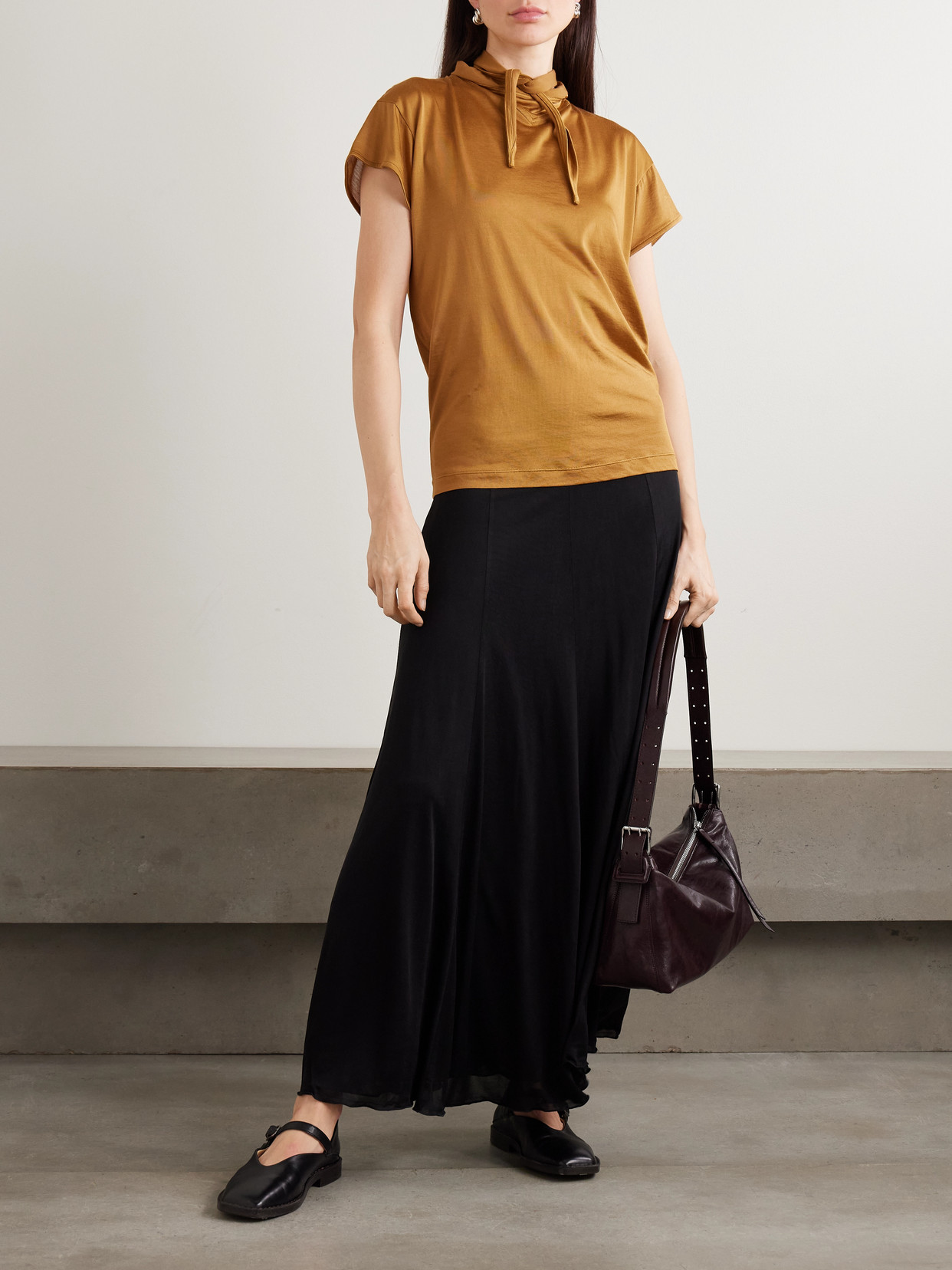 Tie-Neck Jersey T-Shirt