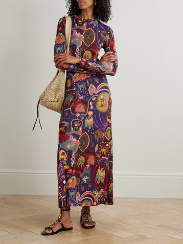 FARM Rio Printed jersey maxi dress