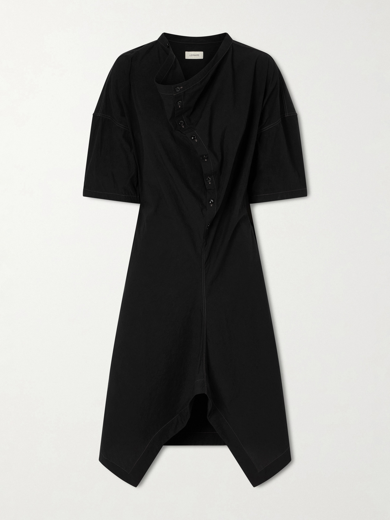 Lemaire Cotton-crepe Midi Dress In Black