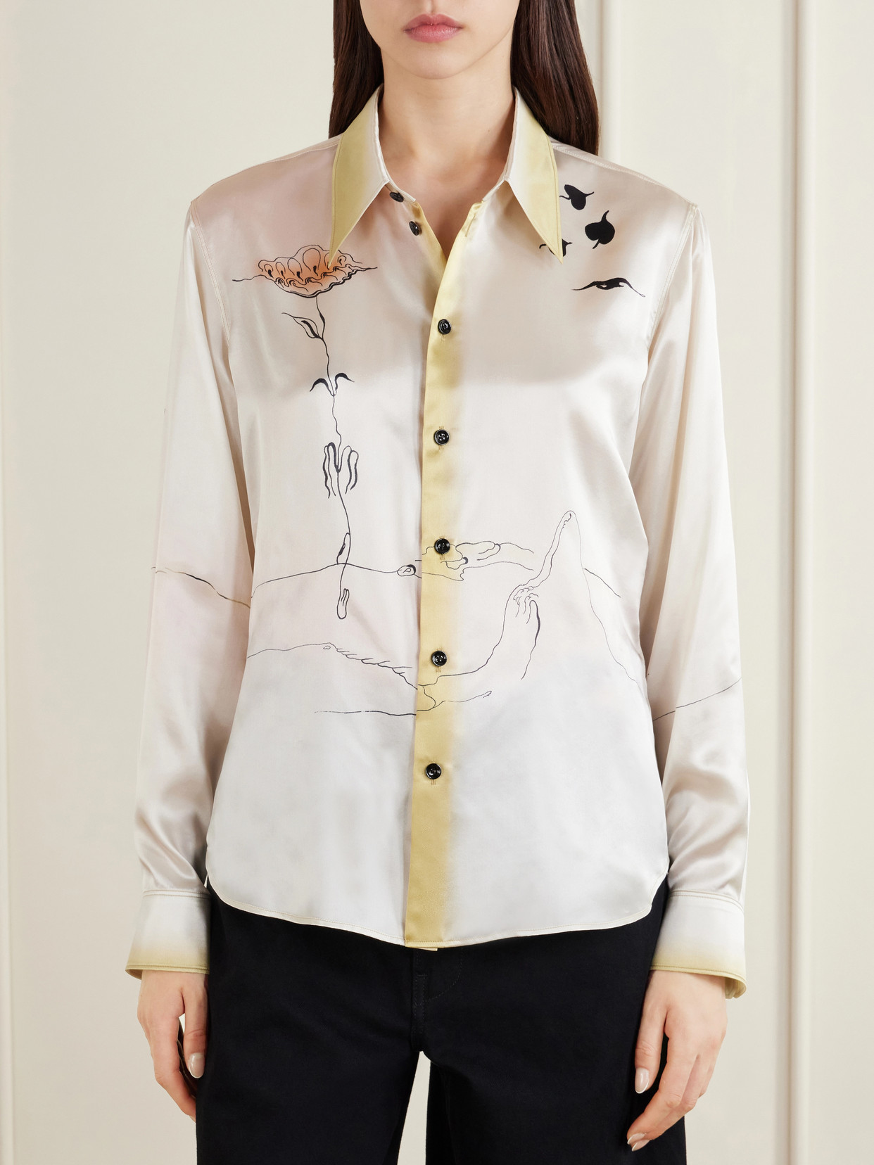 Printed Silk-Satin Shirt