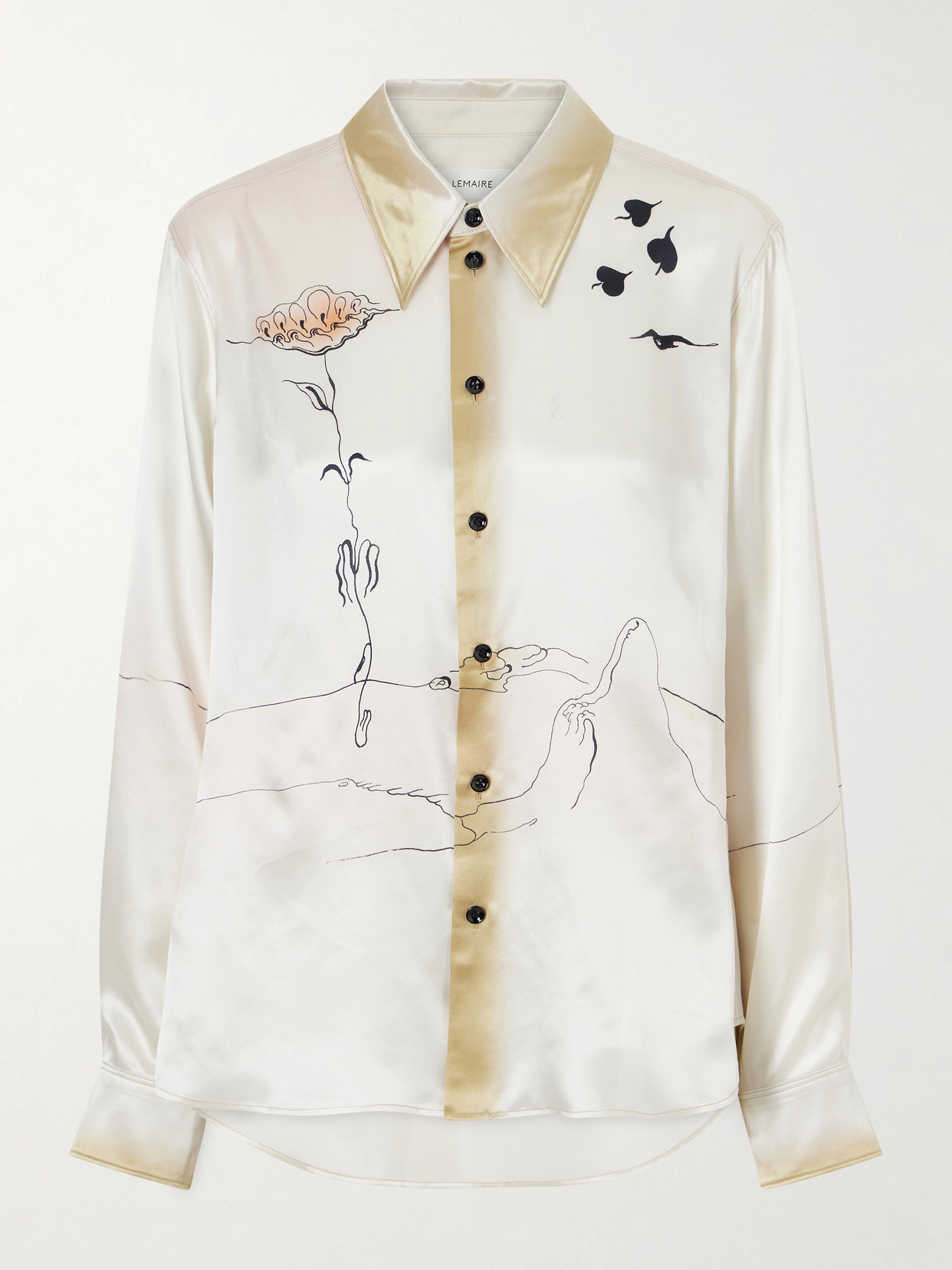 Lemaire Printed Silk-satin Shirt In Multi