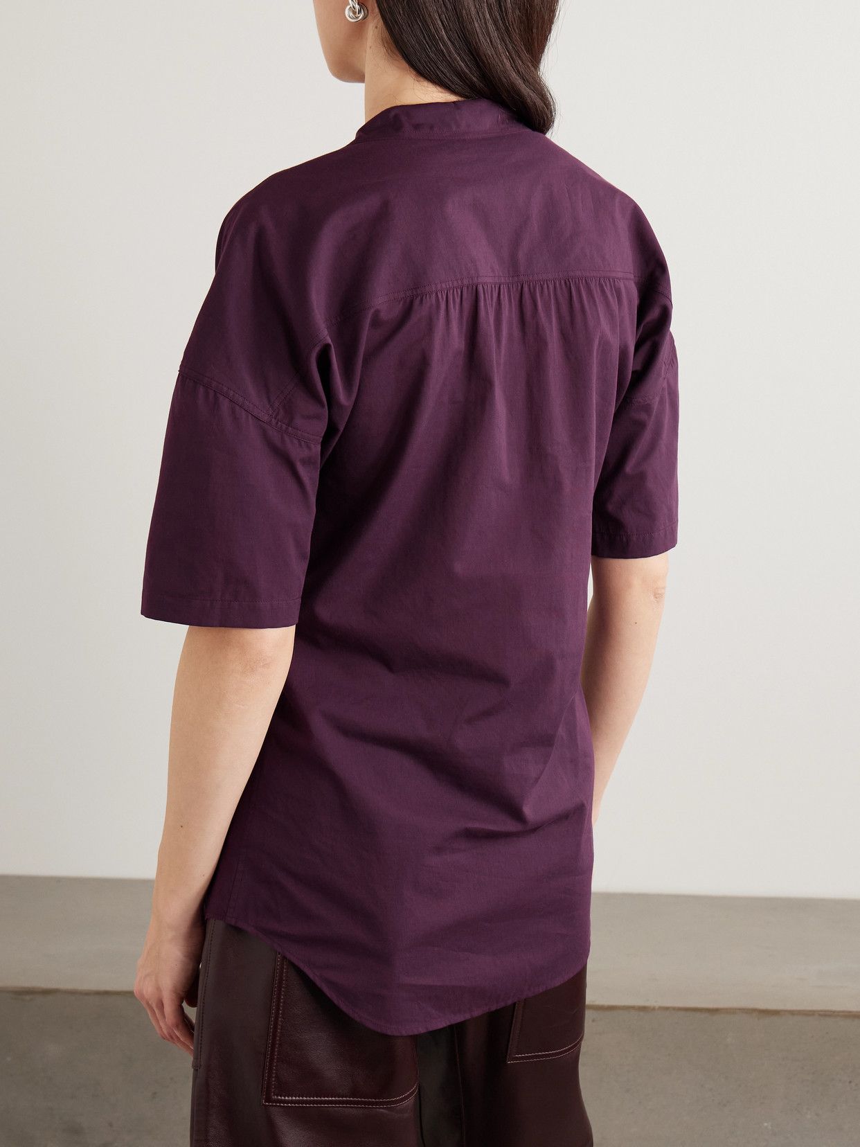 Tie-Neck Cotton-Muslin Shirt
