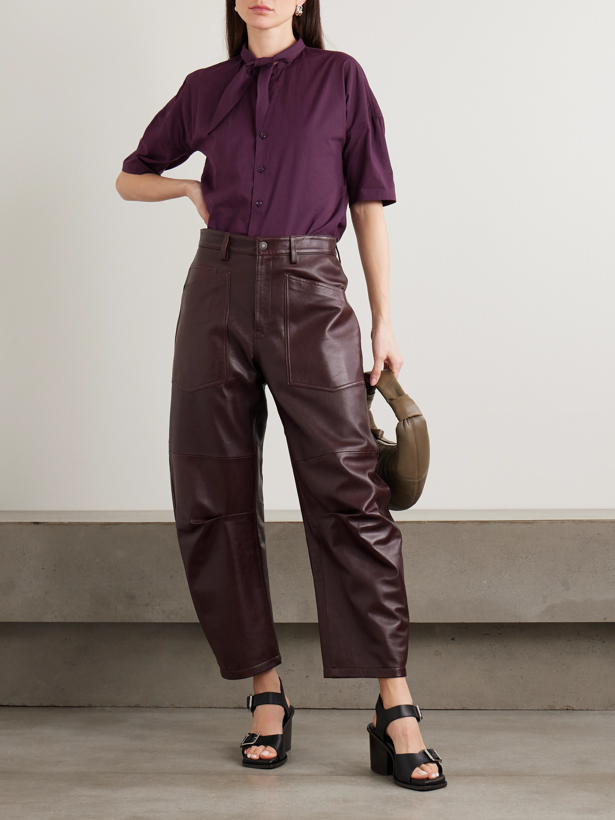 Tie-Neck Cotton-Muslin Shirt