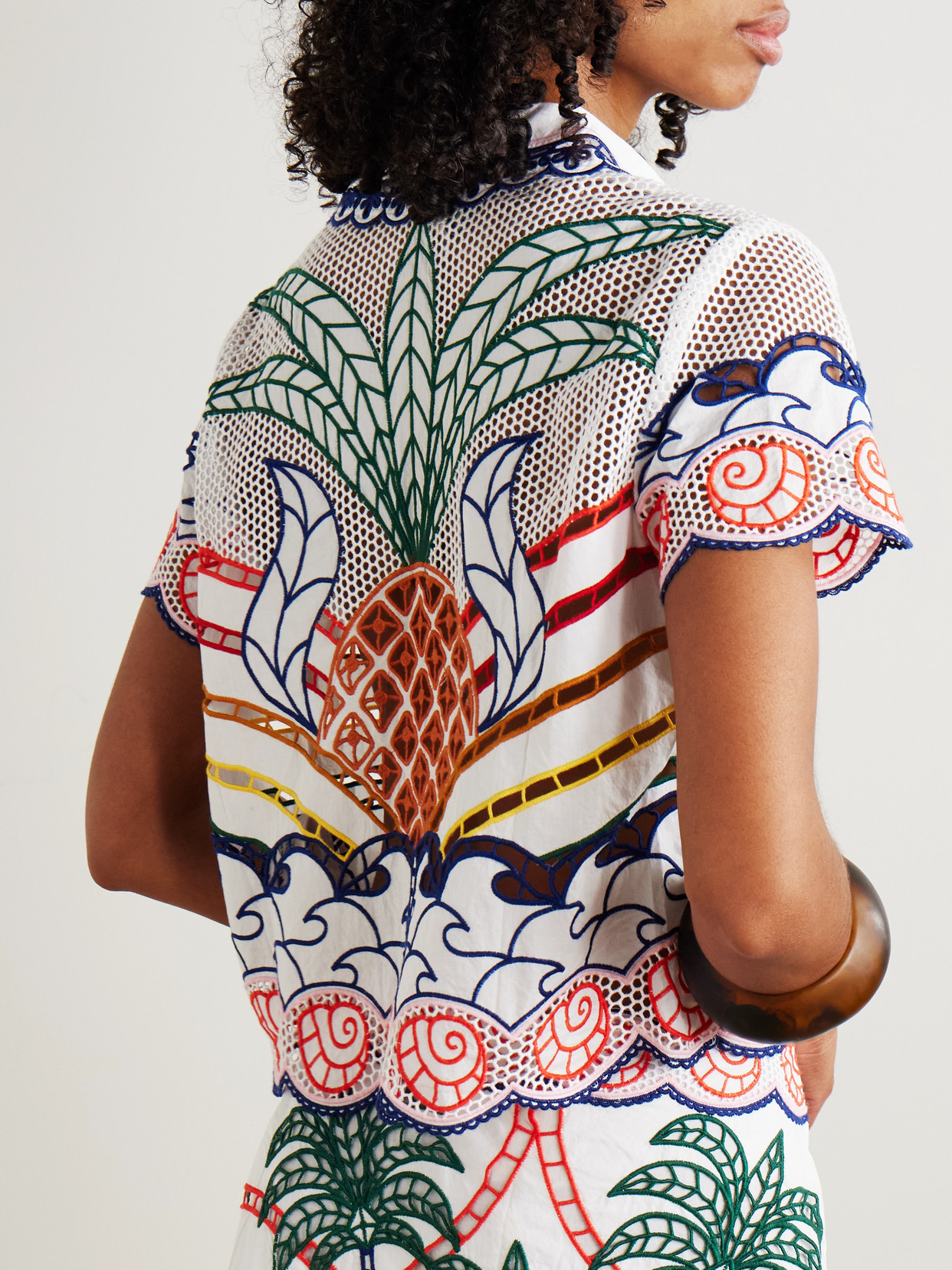 Scalloped Richilieu Cotton Shirt