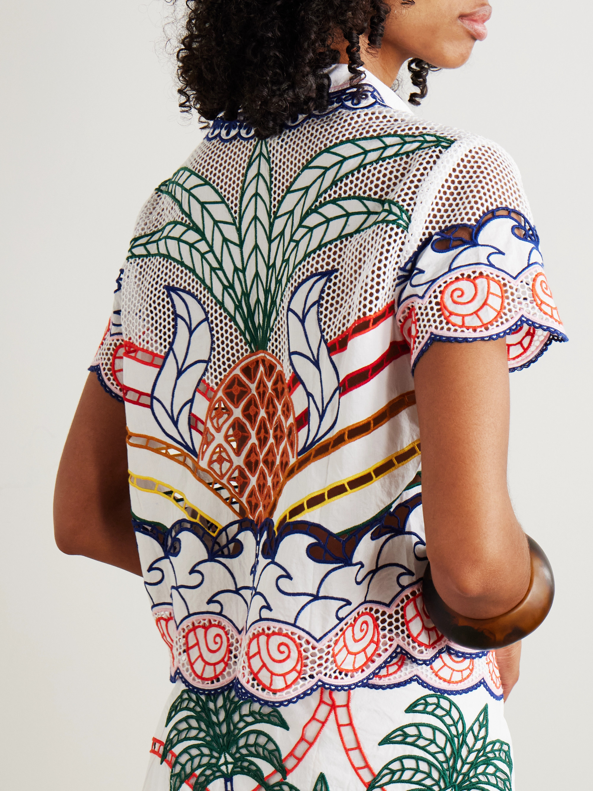 FARM Rio Scalloped richilieu cotton shirt