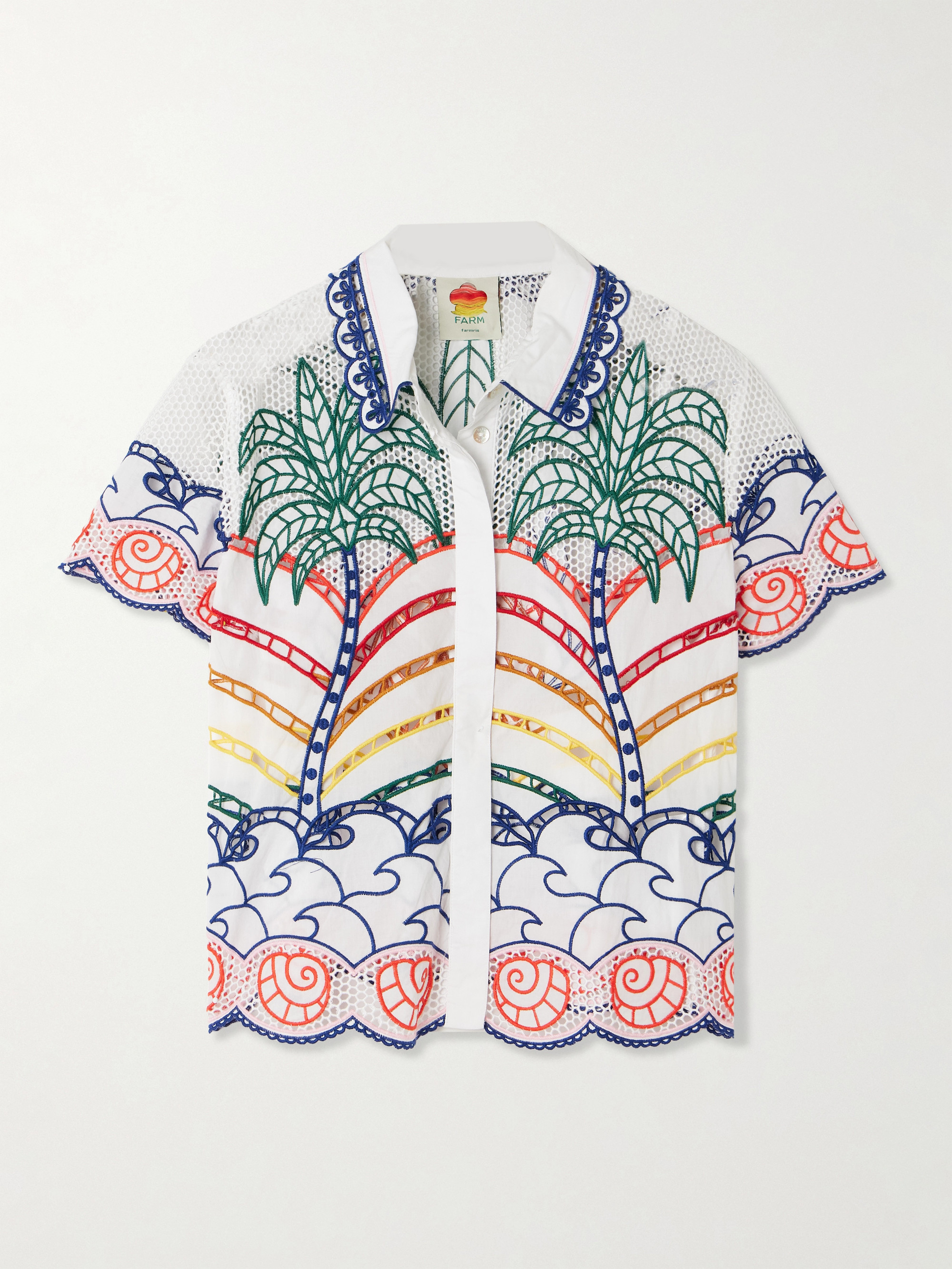 FARM Rio Scalloped richilieu cotton shirt