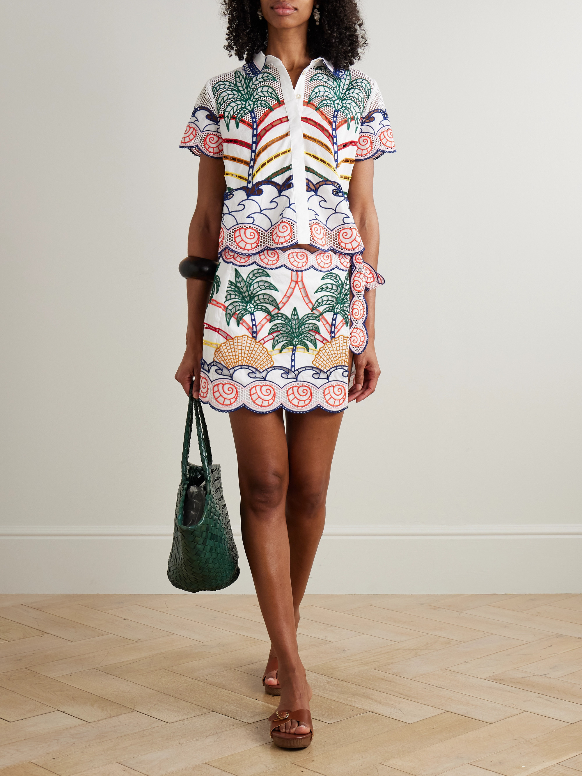 FARM Rio Scalloped richilieu cotton shirt