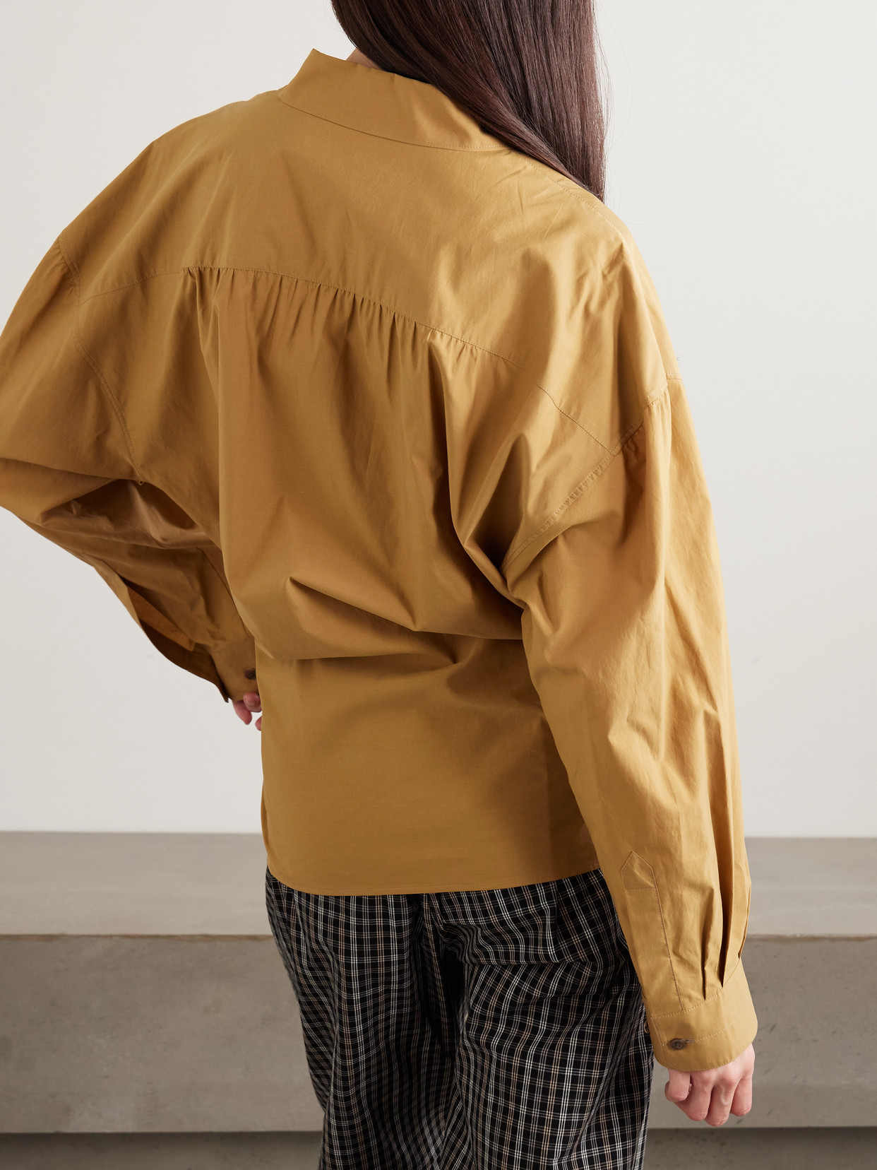 Twisted Cotton And Silk-Blend Poplin Wrap Shirt