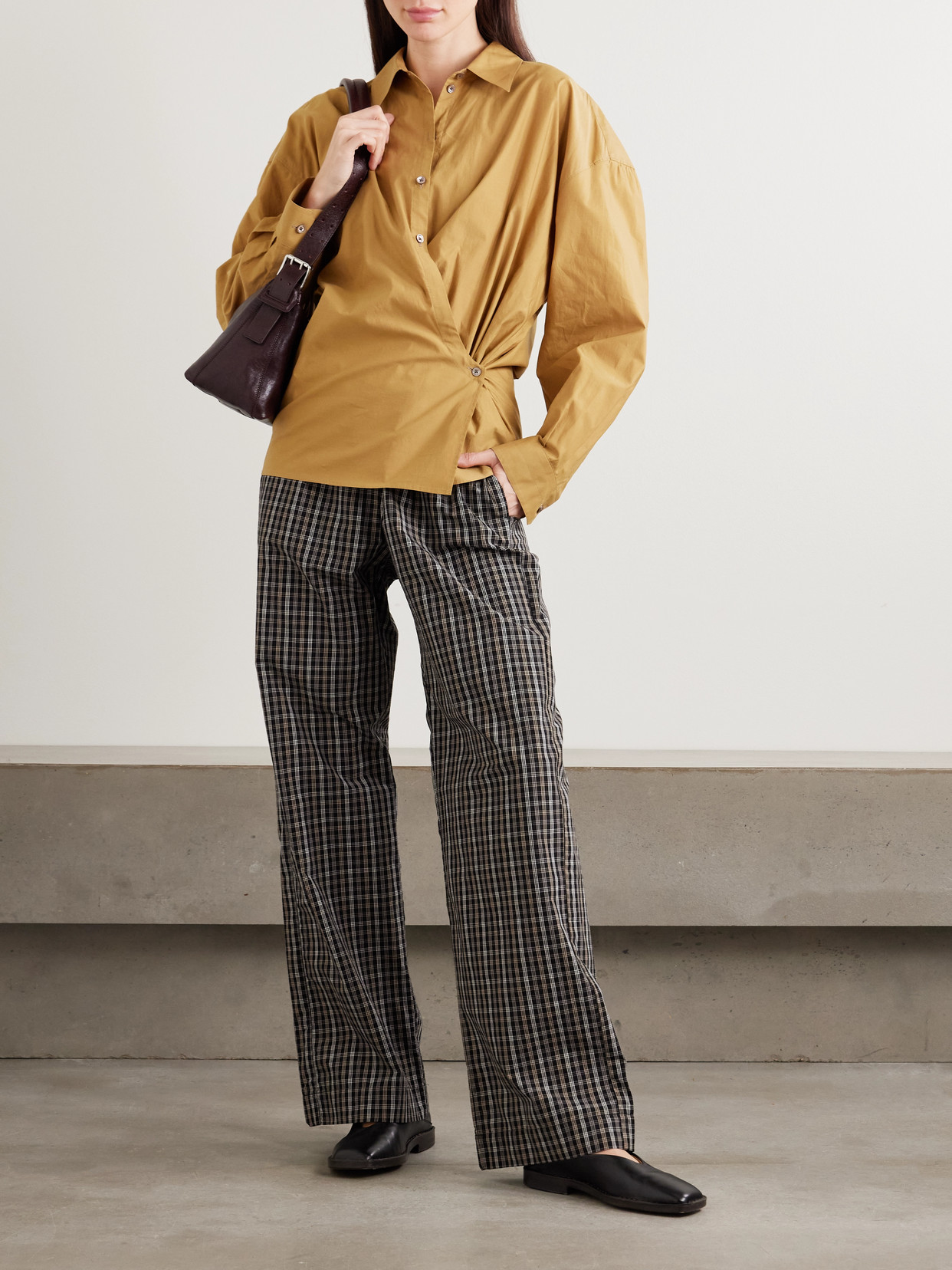 Twisted Cotton And Silk-Blend Poplin Wrap Shirt