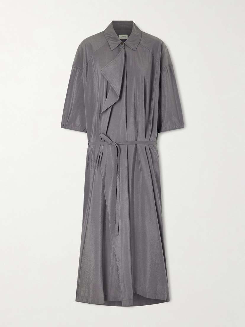 Lemaire Belted Silk-blend Satin Shirt Dress