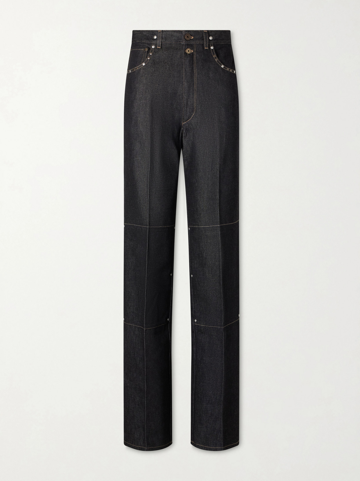 Lemaire Straight High-waisted Pants With Studs In Gray