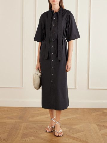 Lemaire Reversible scarf-detailed cotton-blend midi dress